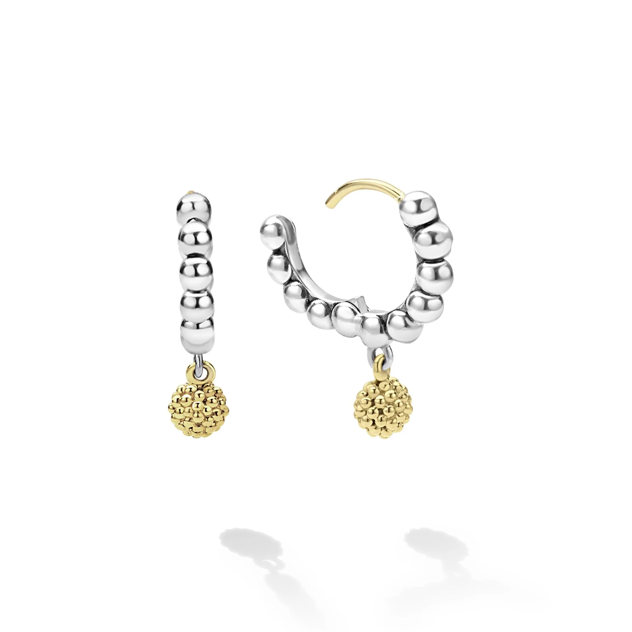 Caviar Icon Two-Tone Caviar Beaded Huggie Earrings - Image 3