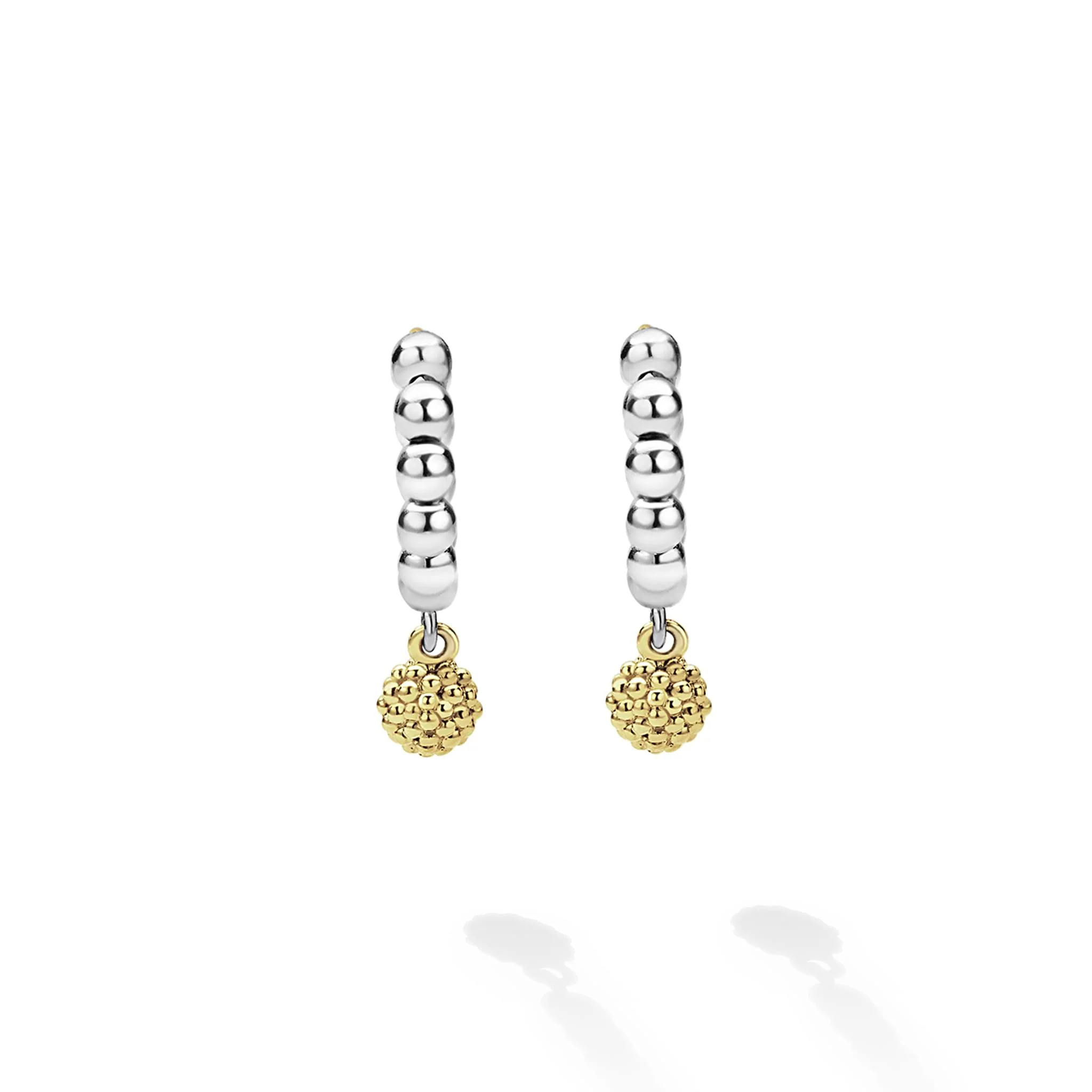 Caviar Icon Two-Tone Caviar Beaded Huggie Earrings - Image 4