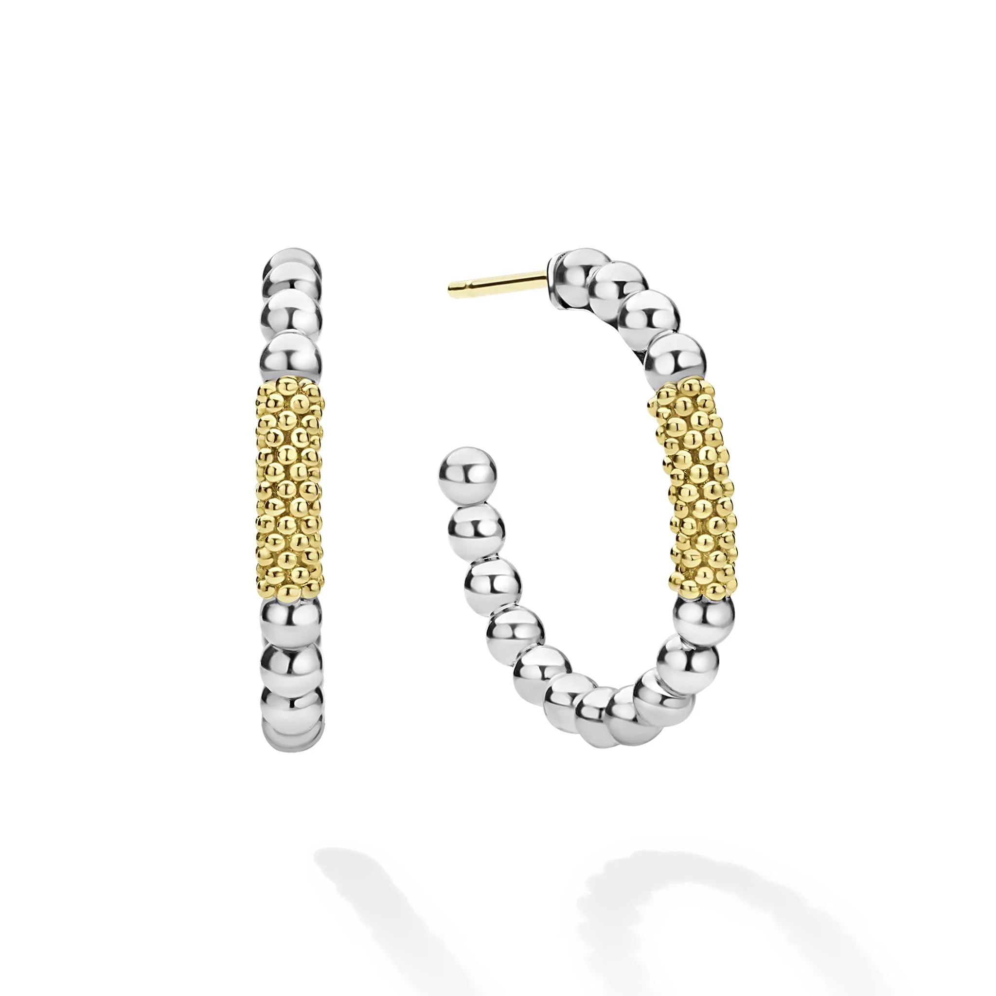 Caviar Icon Two-Tone Caviar Gold Bar Hoop Earrings
