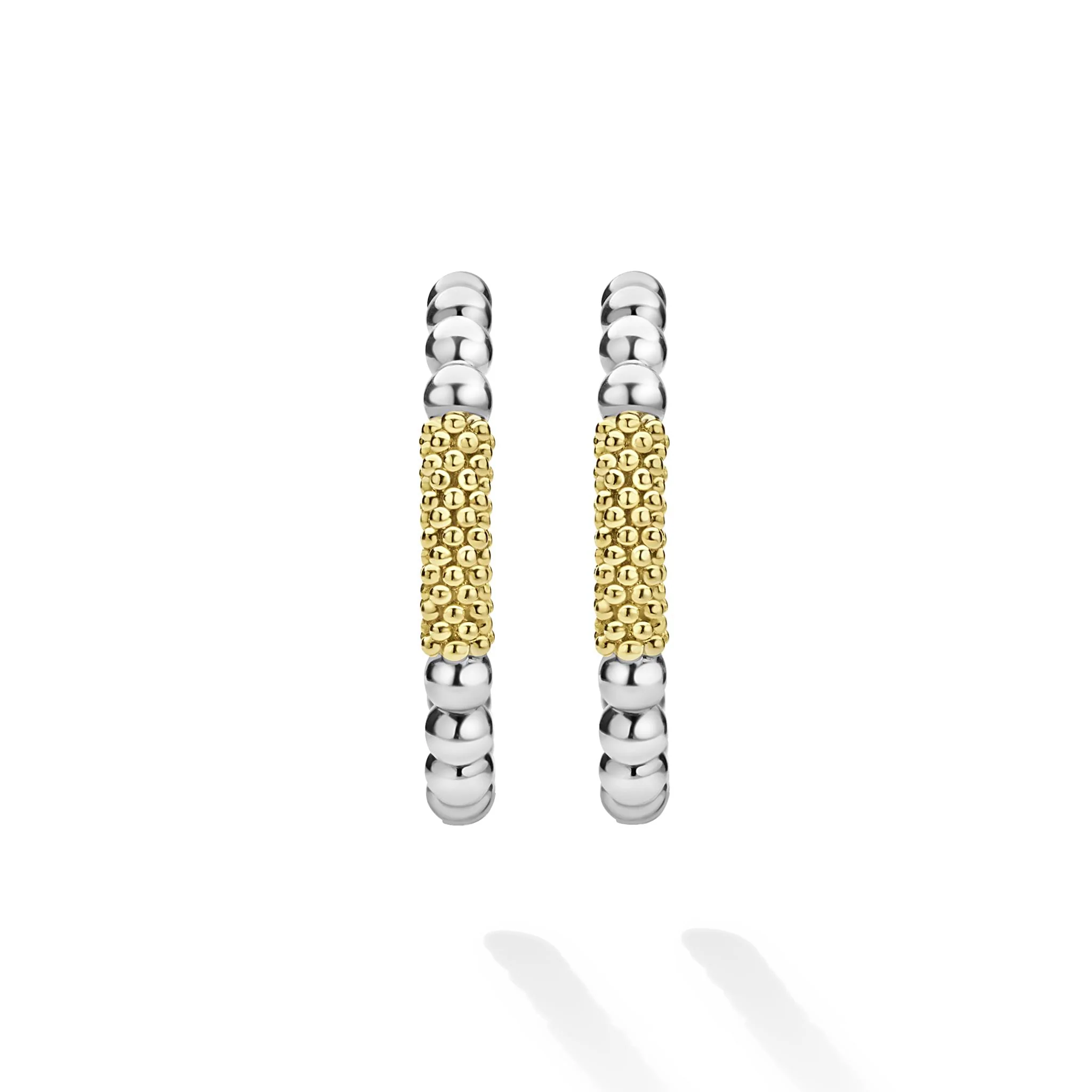 Caviar Icon Two-Tone Caviar Gold Bar Hoop Earrings - Image 3