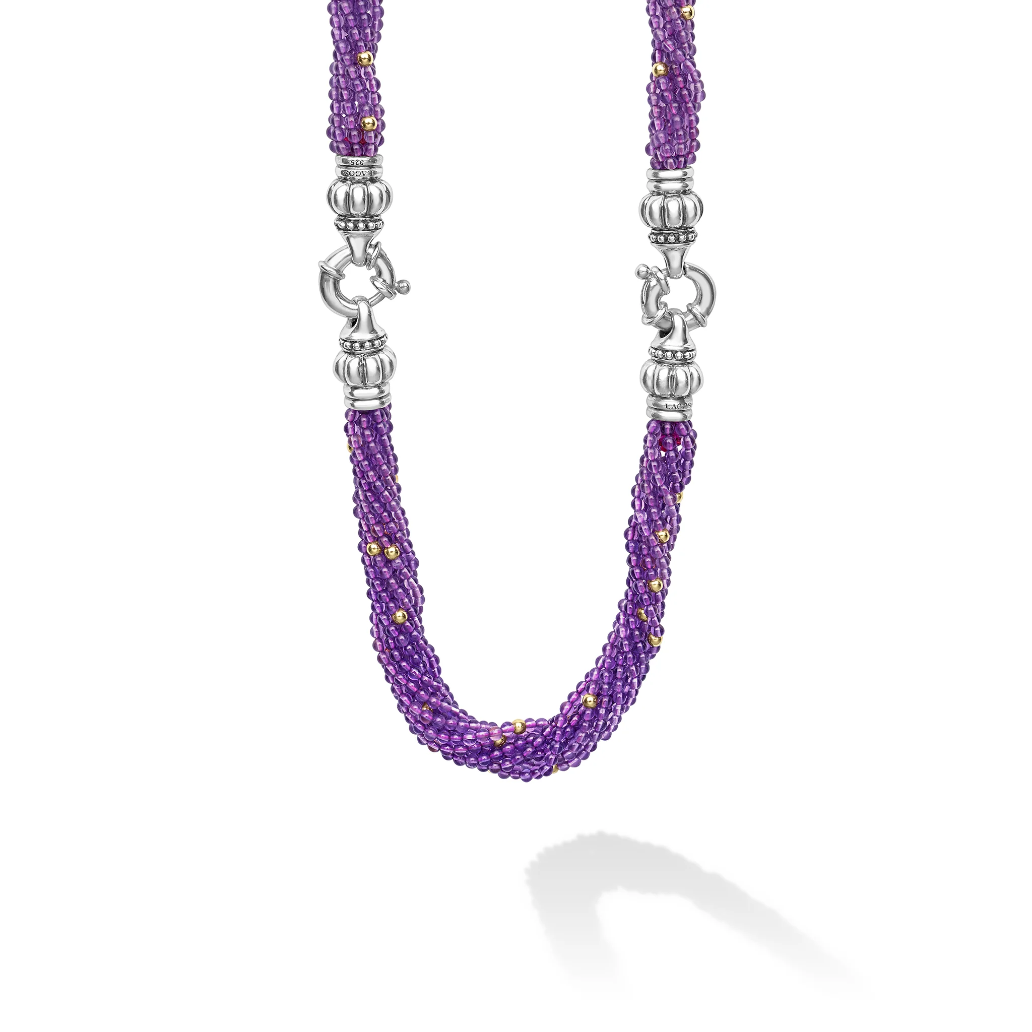Caviar Icon Sterling Silver with Amethyst and 18K Gold Beaded Necklace