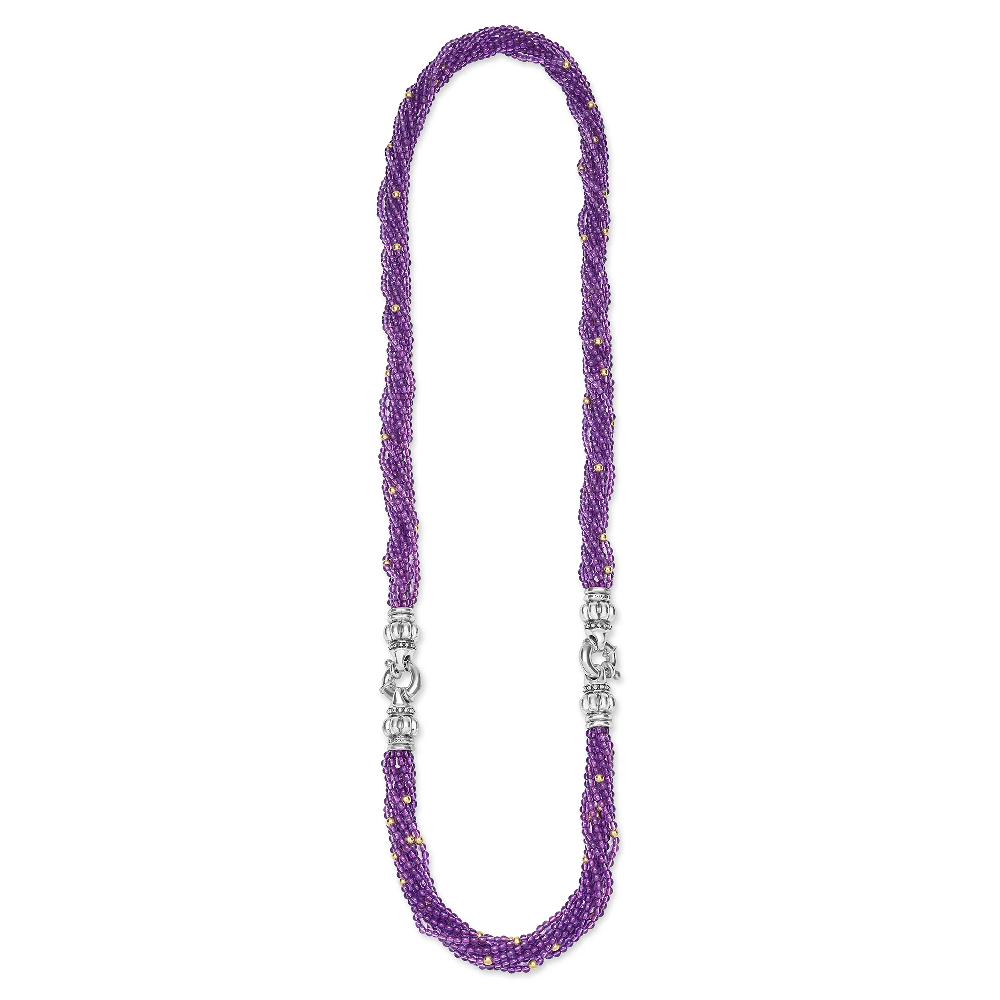 Caviar Icon Sterling Silver with Amethyst and 18K Gold Beaded Necklace - Image 2