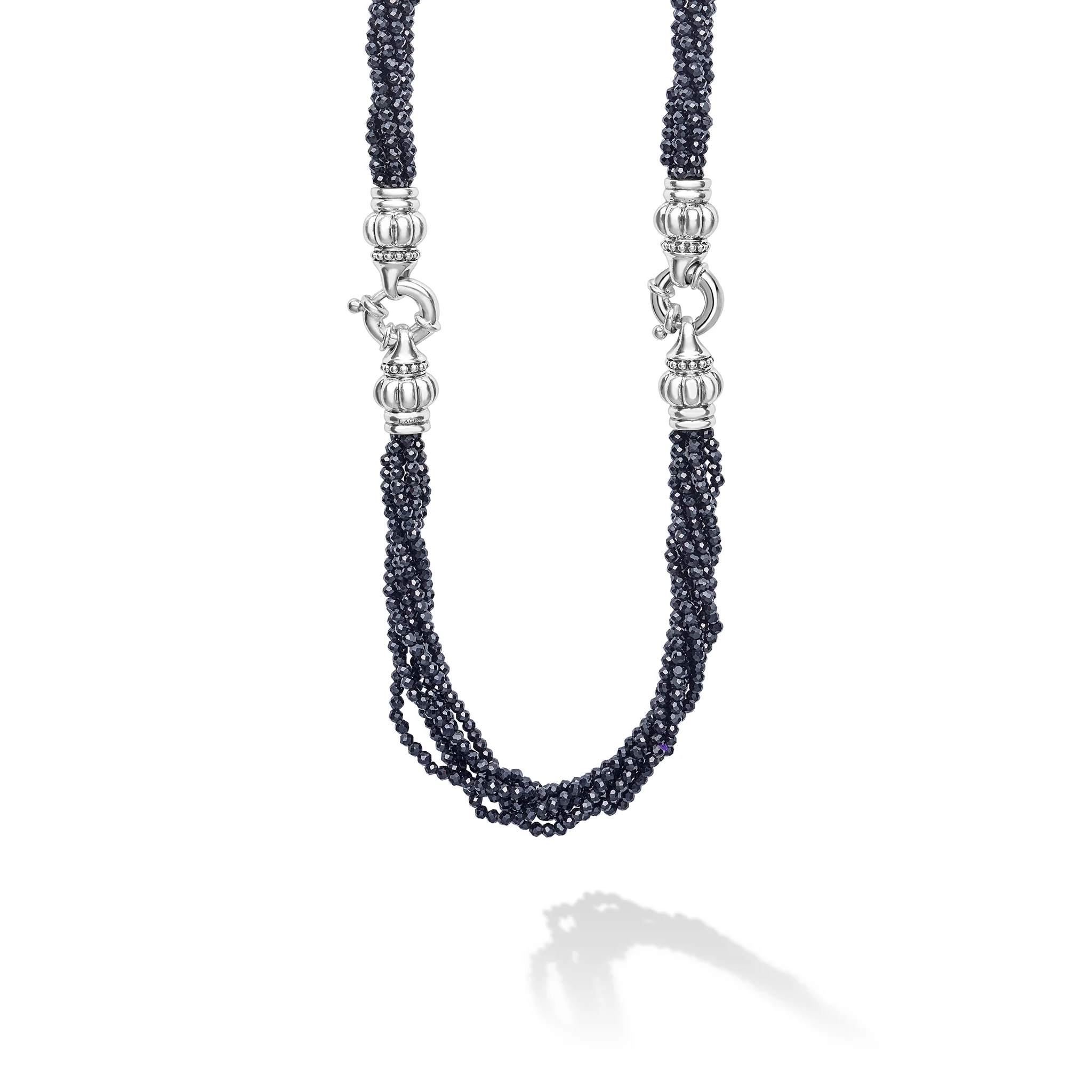 Caviar Icon Sterling Silver Black Spinel Bracelet & Necklace Set