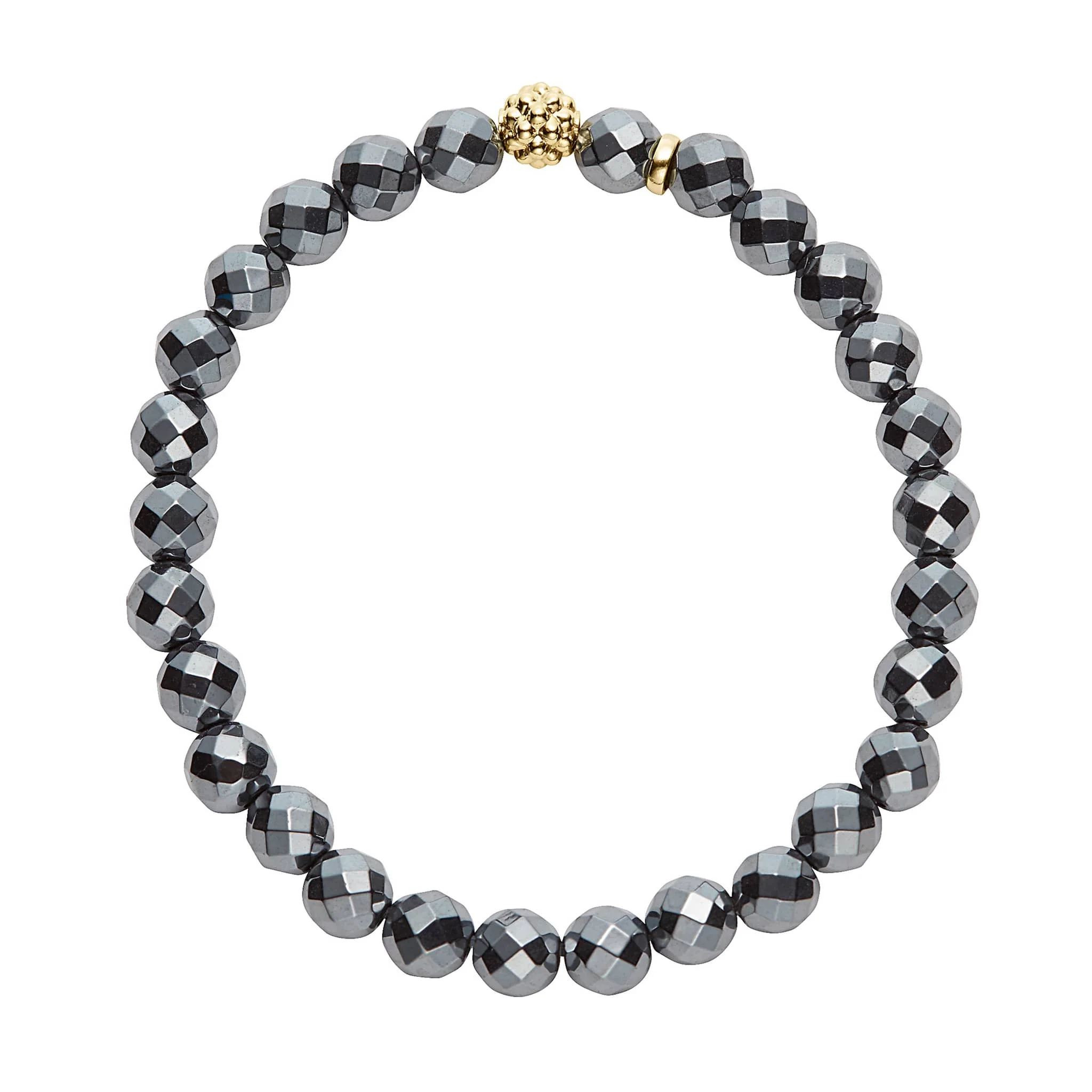 Caviar Icon Hematite Gold Station Bead Bracelet - Image 3