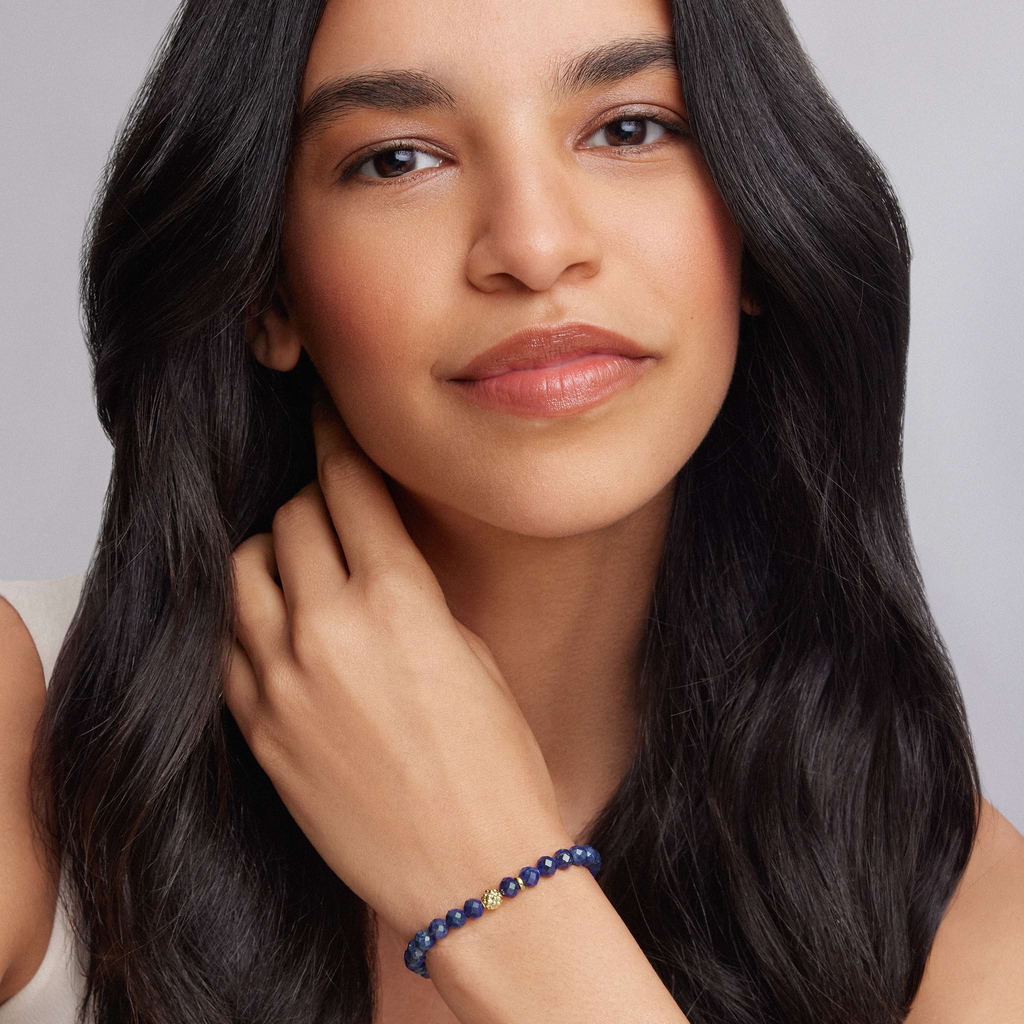 Caviar Icon Lapis Gold Station Bead Bracelet - Image 2
