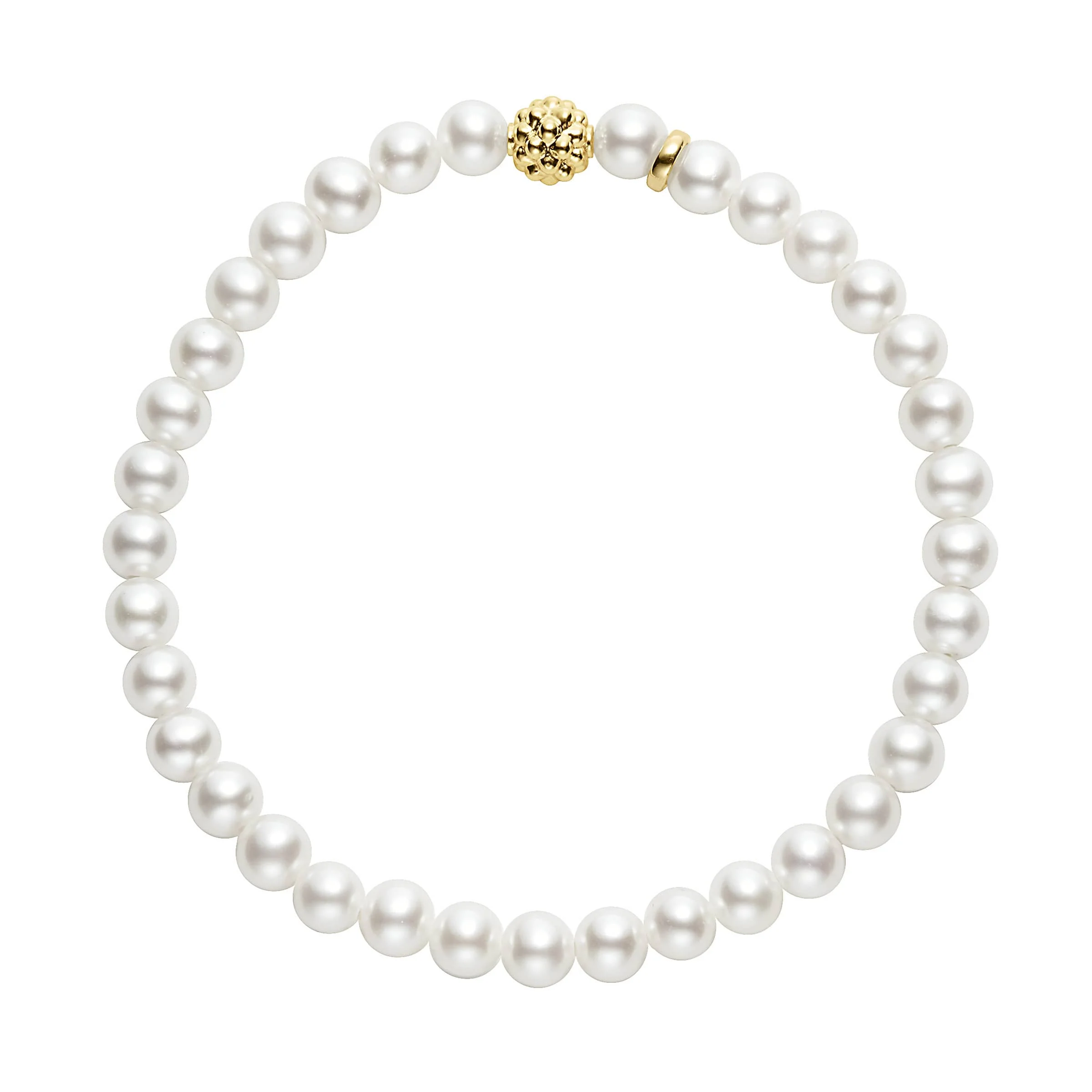 Caviar Icon Pearl Gold Station Bead Bracelet - Image 3