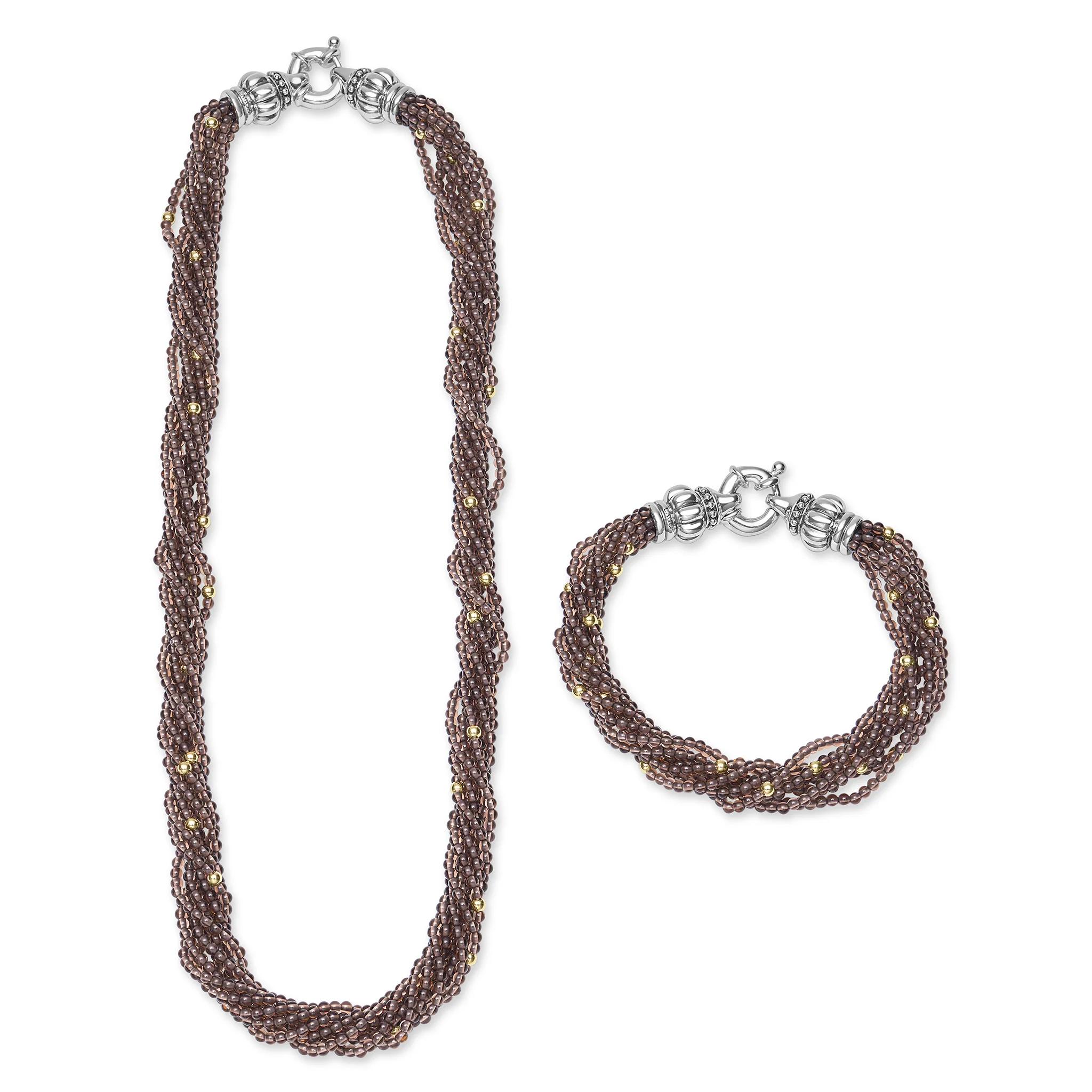 Caviar Icon 18K Gold Smokey Quartz Beaded Necklace - Image 3