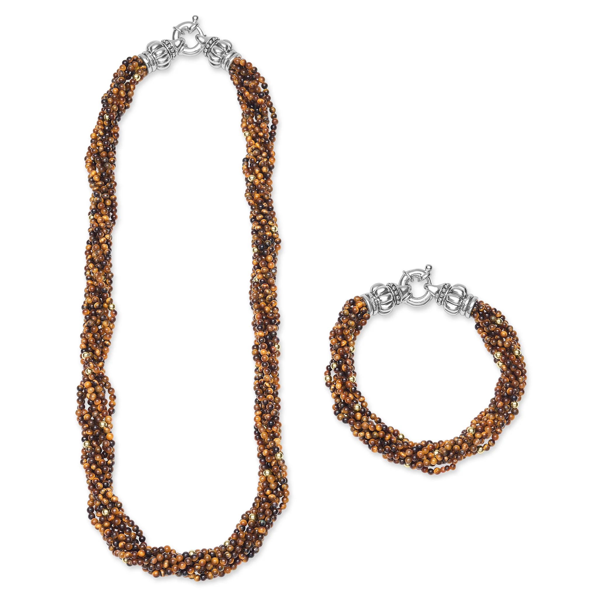 Caviar Icon 18K Gold Tigereye Beaded Necklace - Image 3