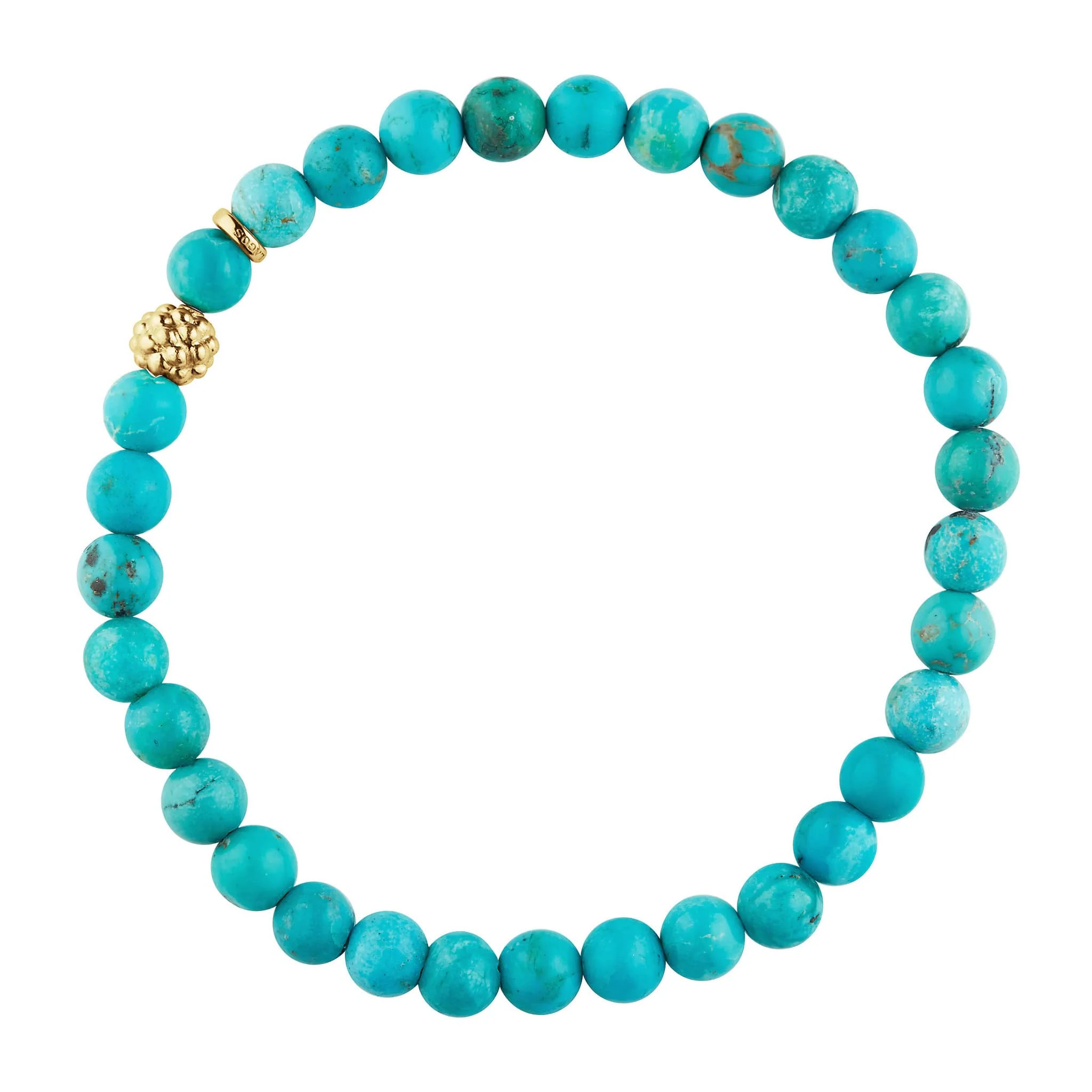 Caviar Icon Turquoise Gold Station Bead Bracelet - Image 3