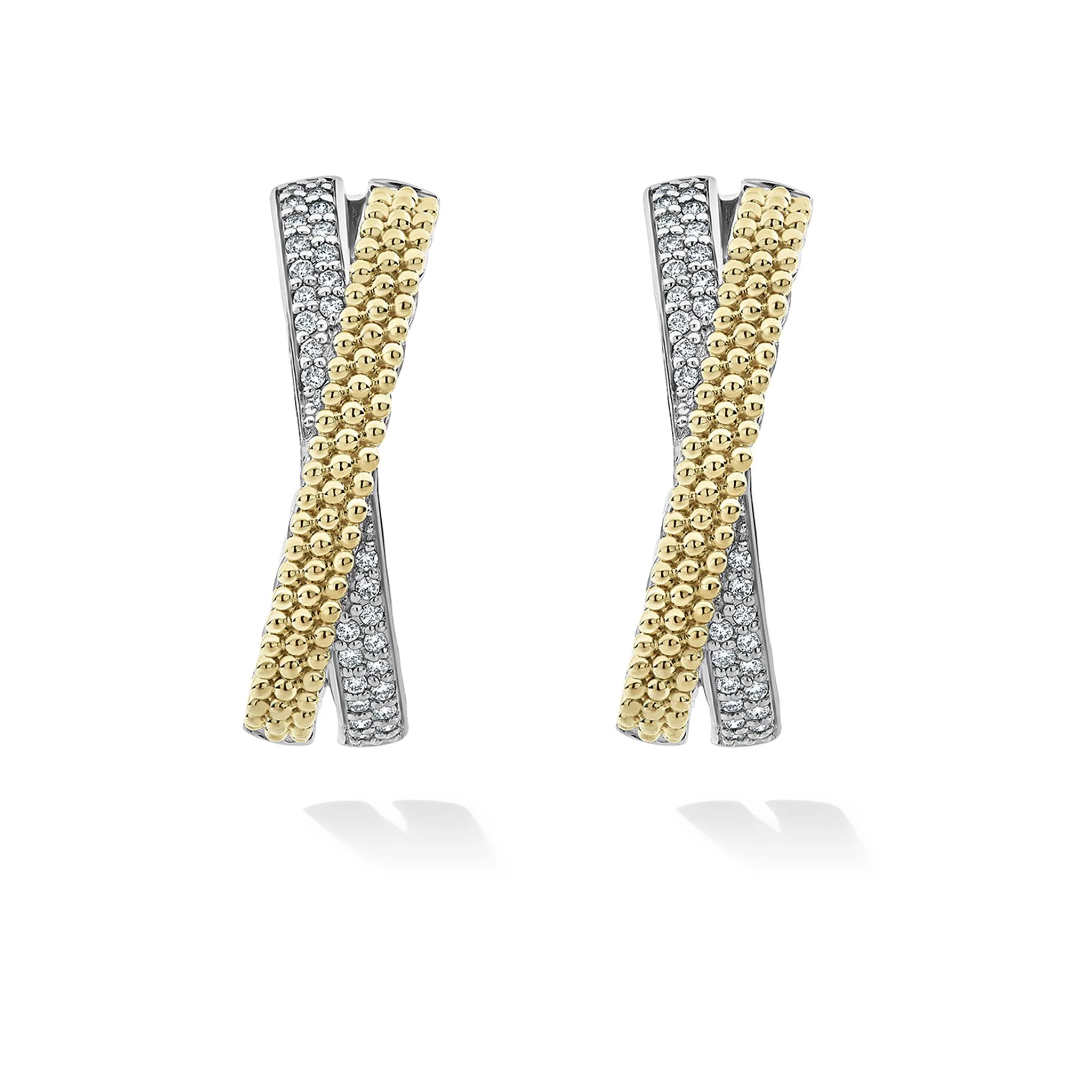 Caviar Lux Two-Tone Caviar X Diamond Hoop Earrings - Image 3