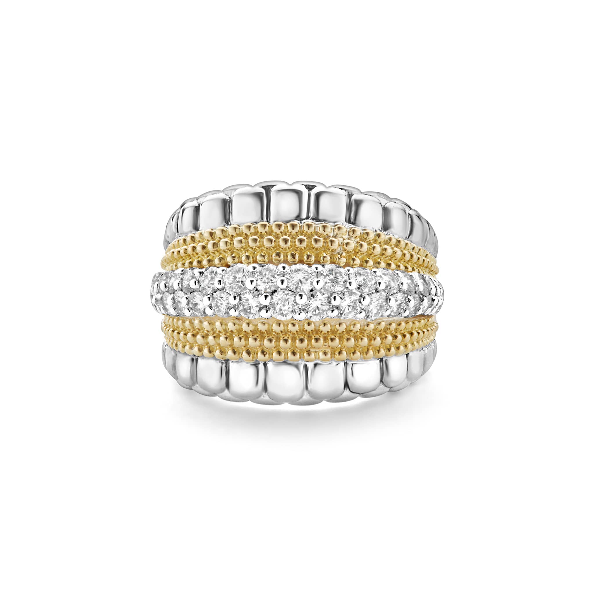 Caviar Lux Medium Two-Tone Diamond Statement Ring - Image 3