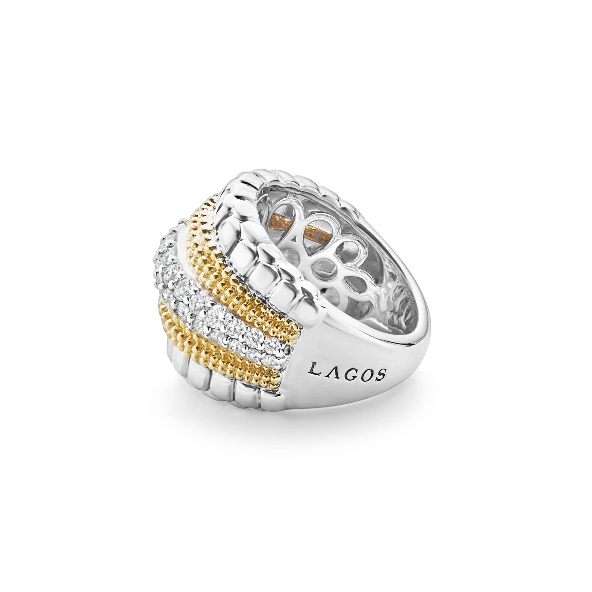 Caviar Lux Medium Two-Tone Diamond Statement Ring - Image 4