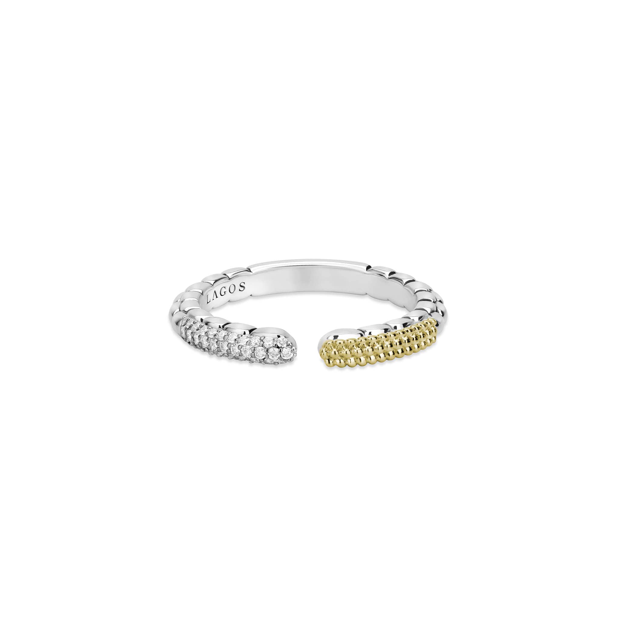 Caviar Lux Two-Tone Diamond Open Stacking Ring - Image 3