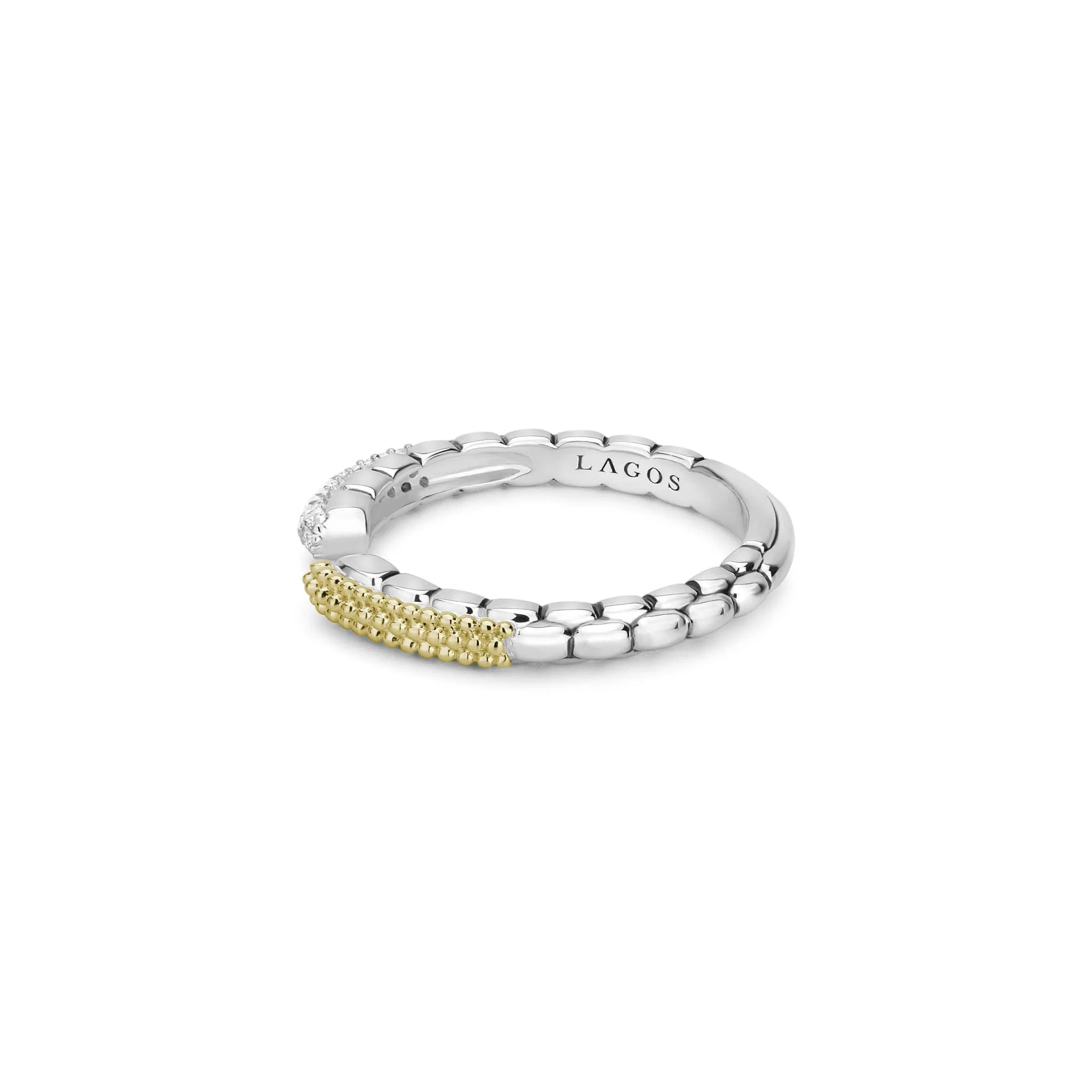Caviar Lux Two-Tone Diamond Open Stacking Ring - Image 4
