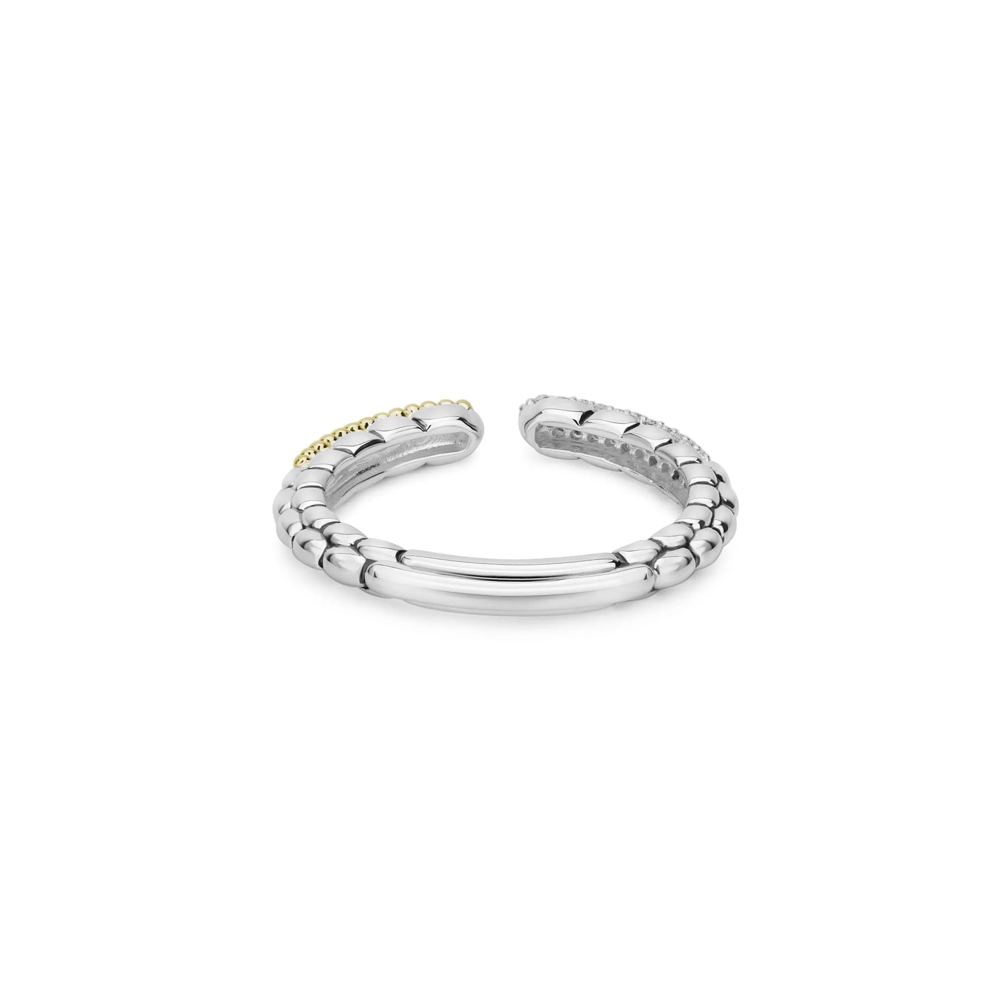 Caviar Lux Two-Tone Diamond Open Stacking Ring - Image 5
