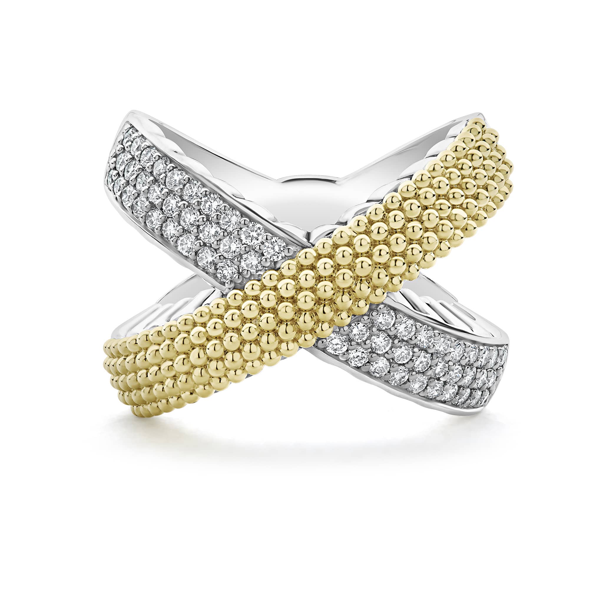 Caviar Lux Two-Tone Large X Caviar Diamond Ring - Image 3