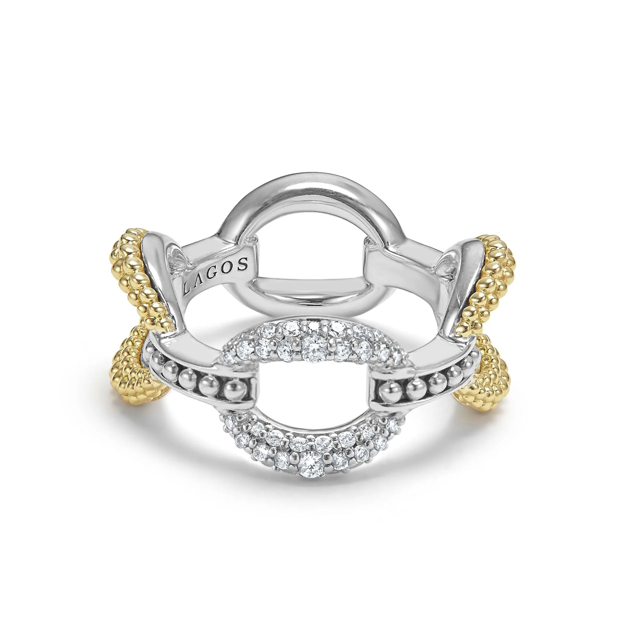 Caviar Lux Large Two-Tone Eternity Diamond Ring - Image 3