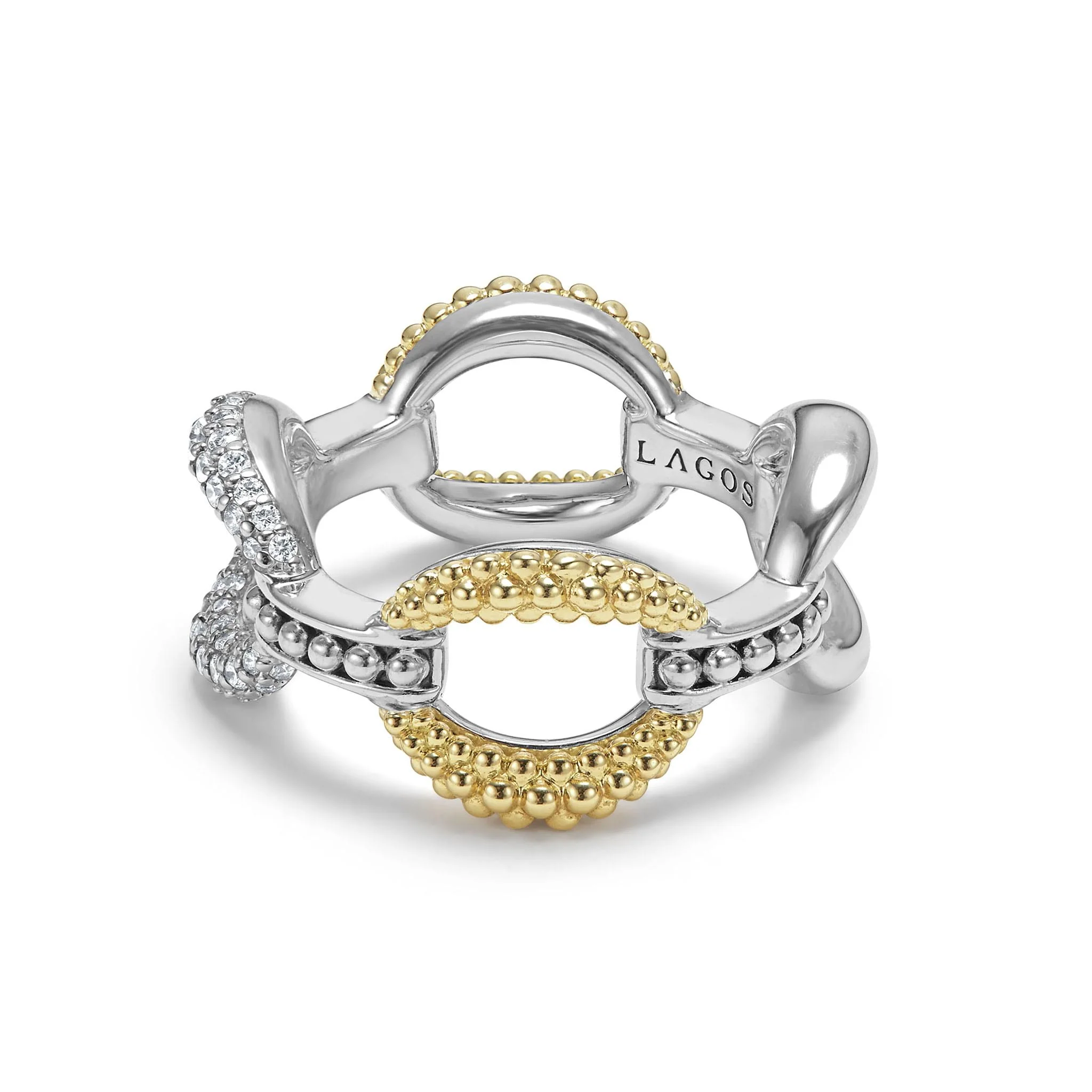 Caviar Lux Large Two-Tone Eternity Diamond Ring - Image 4