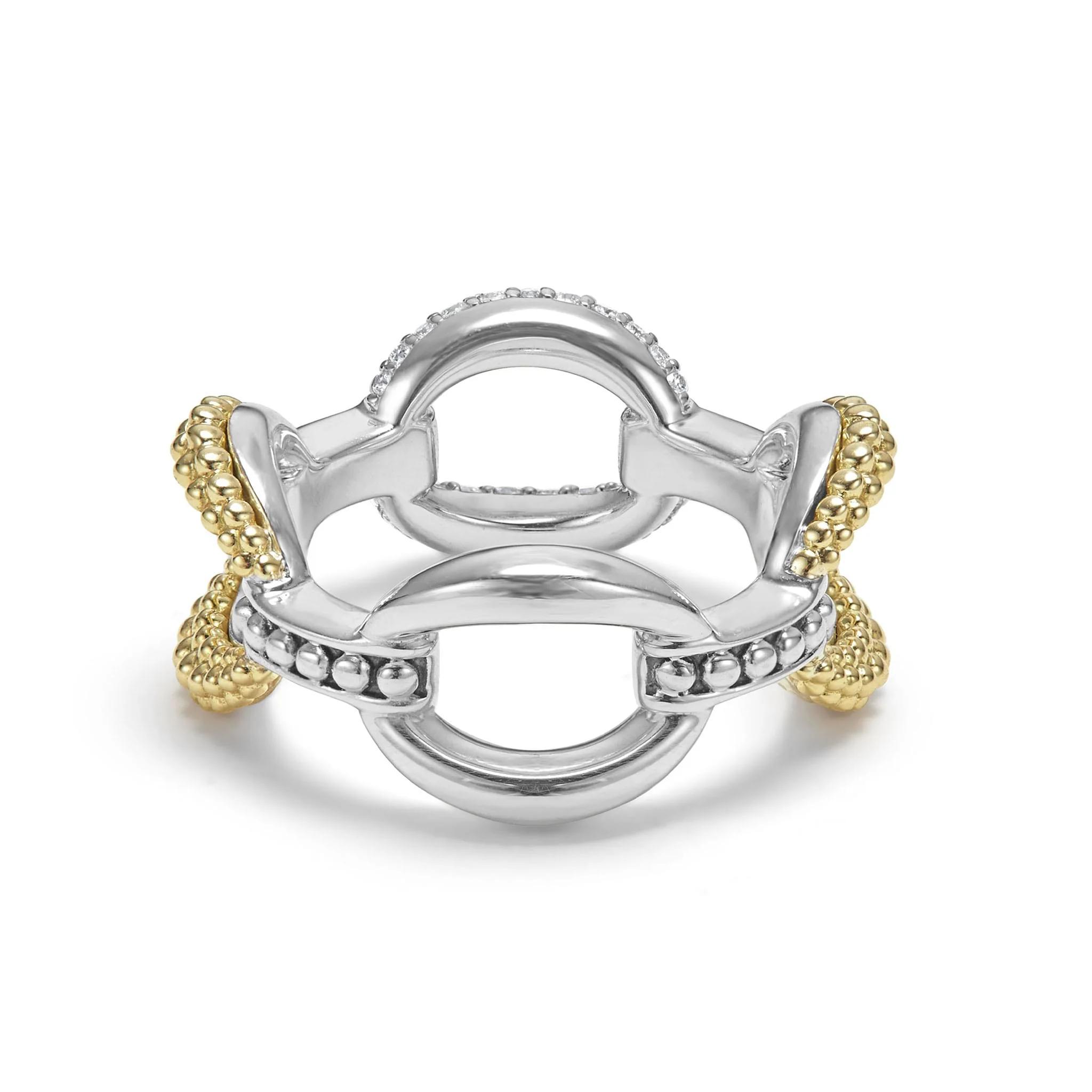 Caviar Lux Large Two-Tone Eternity Diamond Ring - Image 5