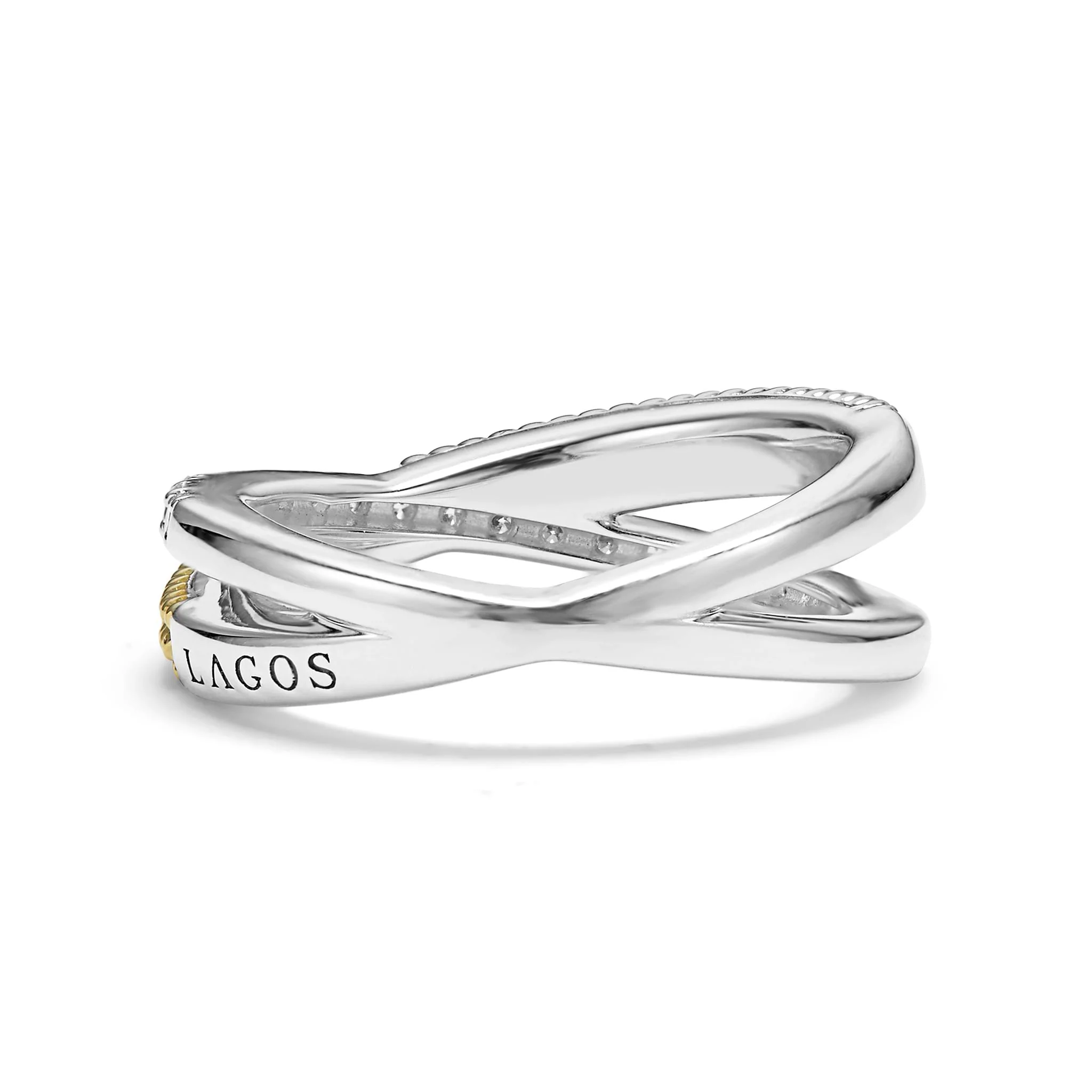 Caviar Lux Thin Two-Tone X Diamond Ring - Image 6