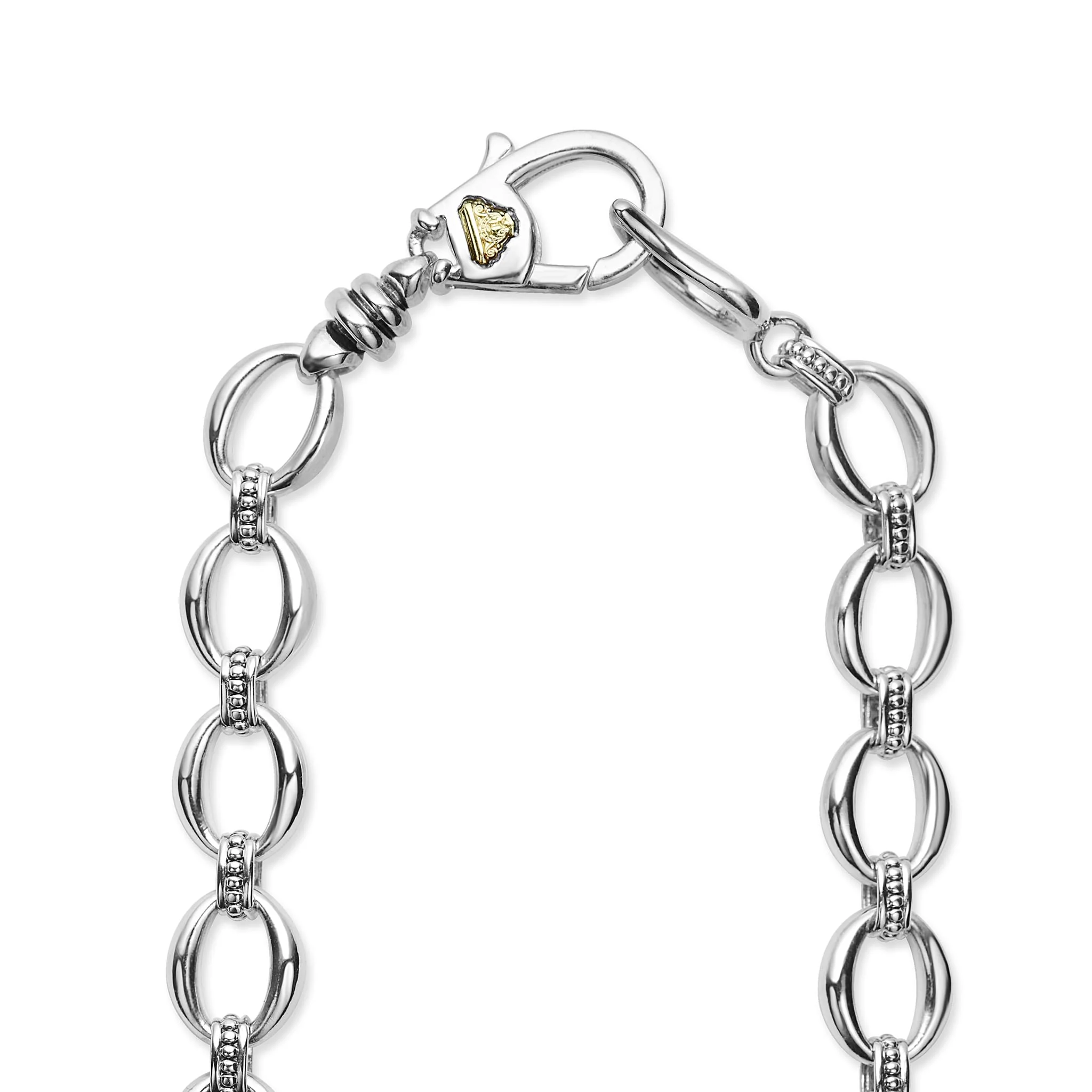 Caviar Lux Two-Tone Single Station Diamond Link Necklace - Image 5