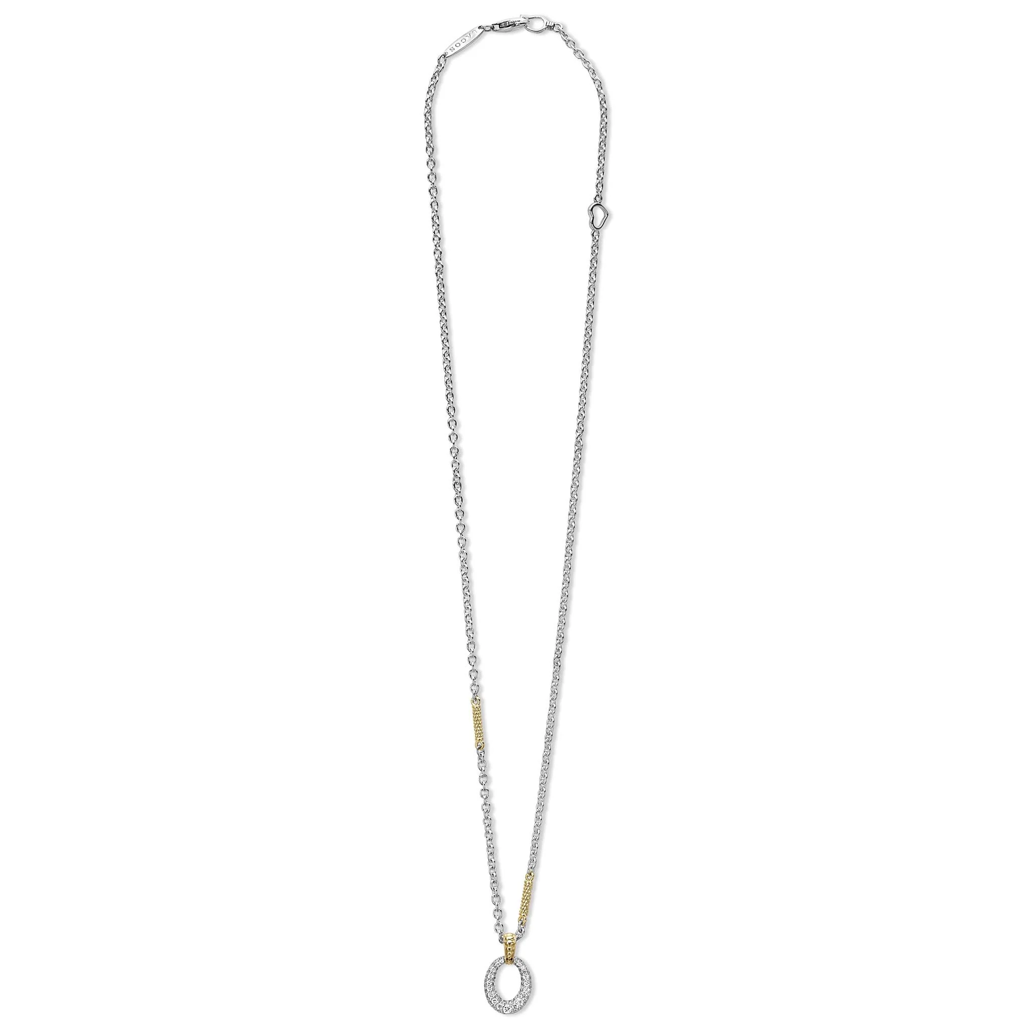 Caviar Lux Two-Tone Oval Diamond Pendant Necklace - Image 3