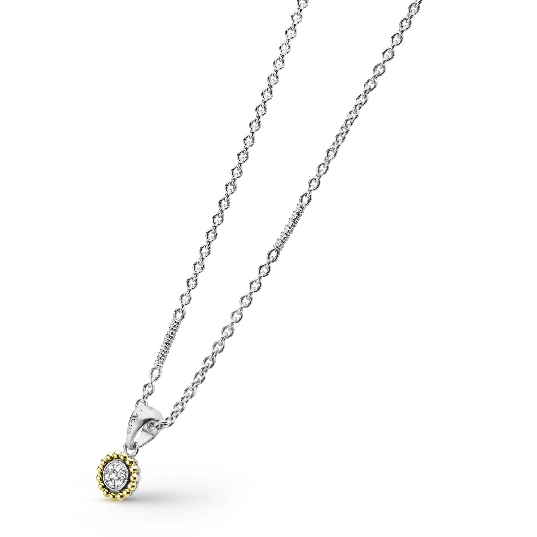 Caviar Lux Small Two-Tone Diamond Pendant Necklace - Image 4