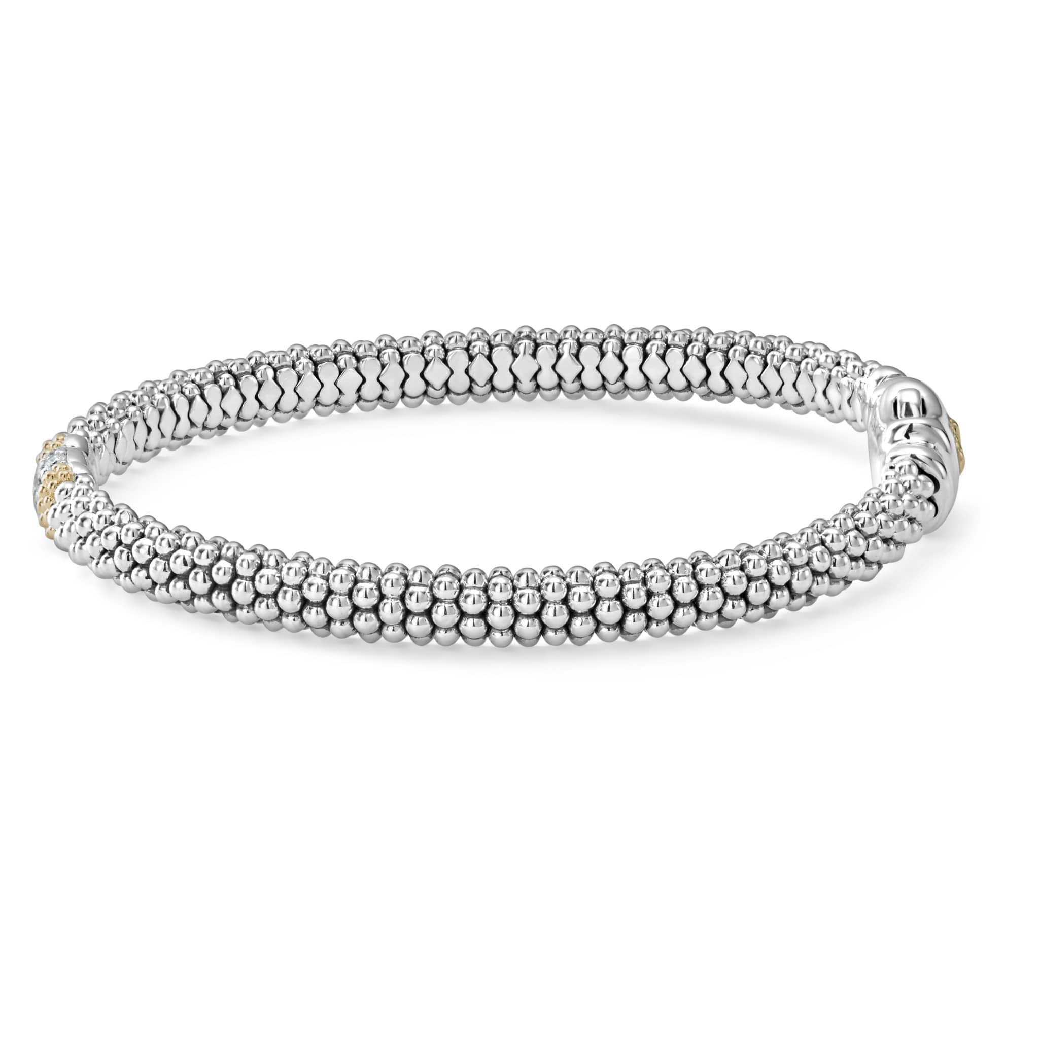 Caviar Lux Two-Tone Single Station Diamond Caviar Bracelet | 6mm - Image 4