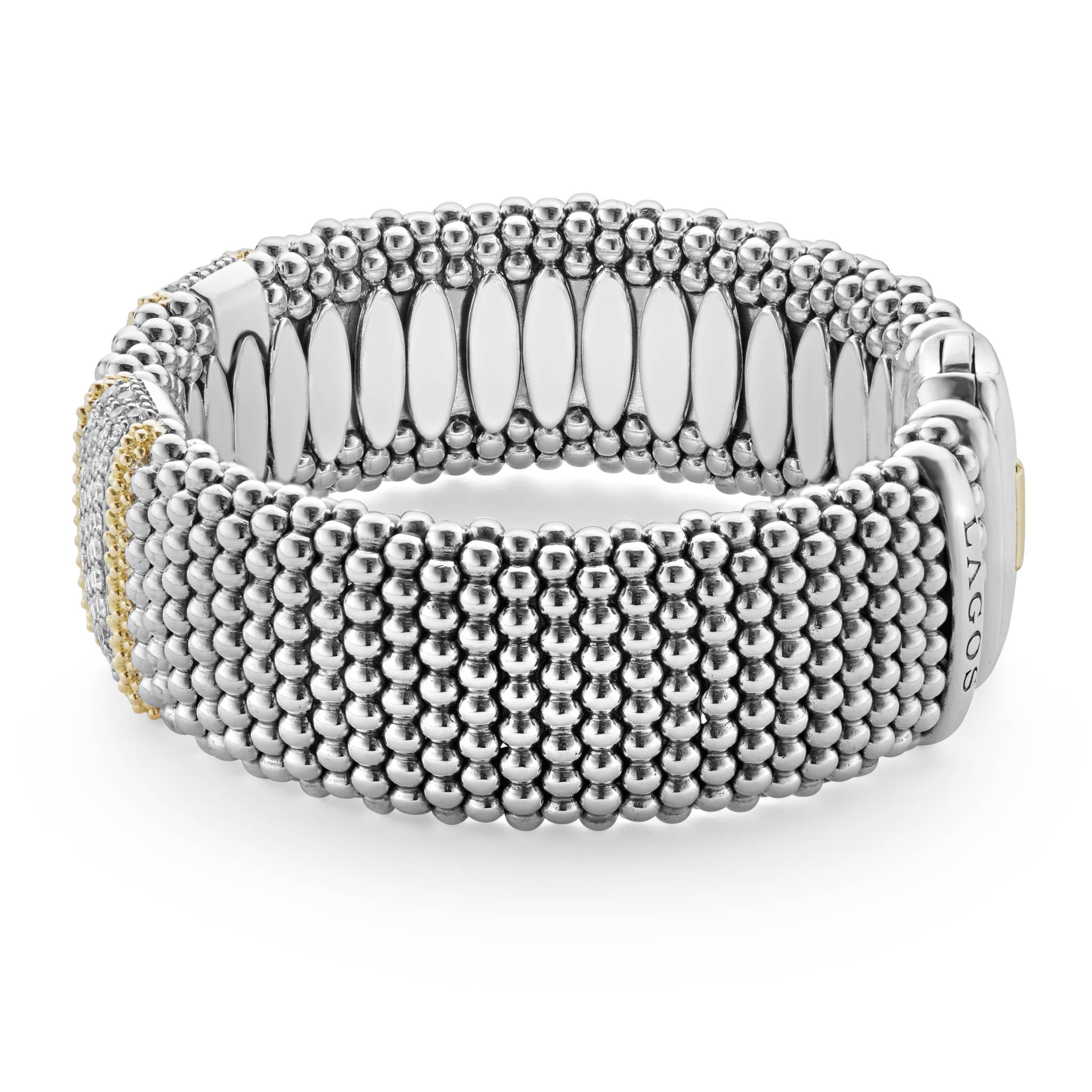 Caviar Lux Two-Tone Double Station Diamond Caviar Bracelet | 23mm - Image 4
