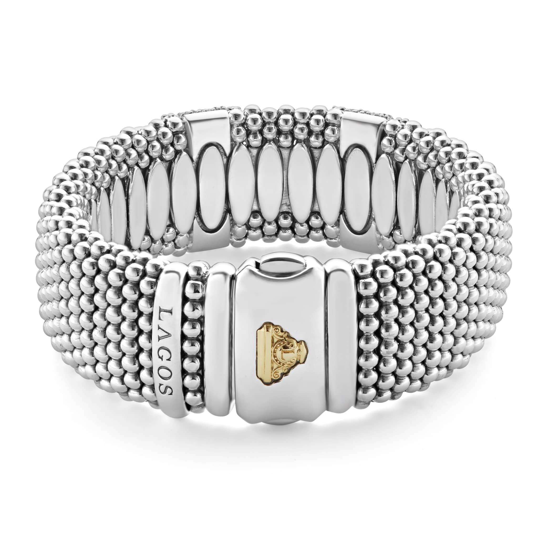 Caviar Lux Two-Tone Double Station Diamond Caviar Bracelet | 23mm - Image 5
