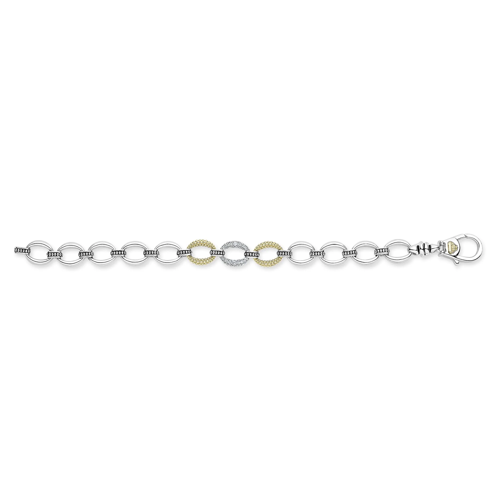 Caviar Lux Two-Tone Single Station Diamond Link Bracelet - Image 3