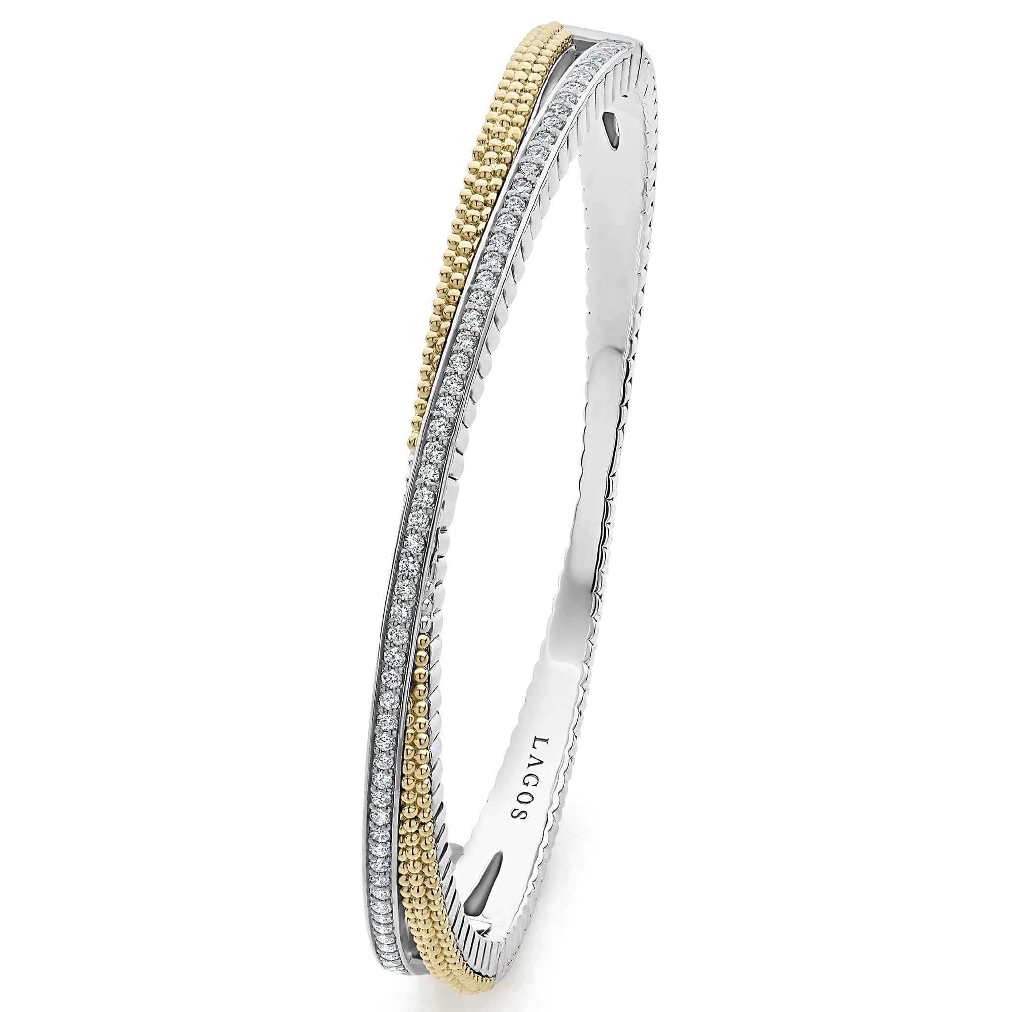 Caviar Lux Two-Tone X Diamond Caviar Bangle - Image 3