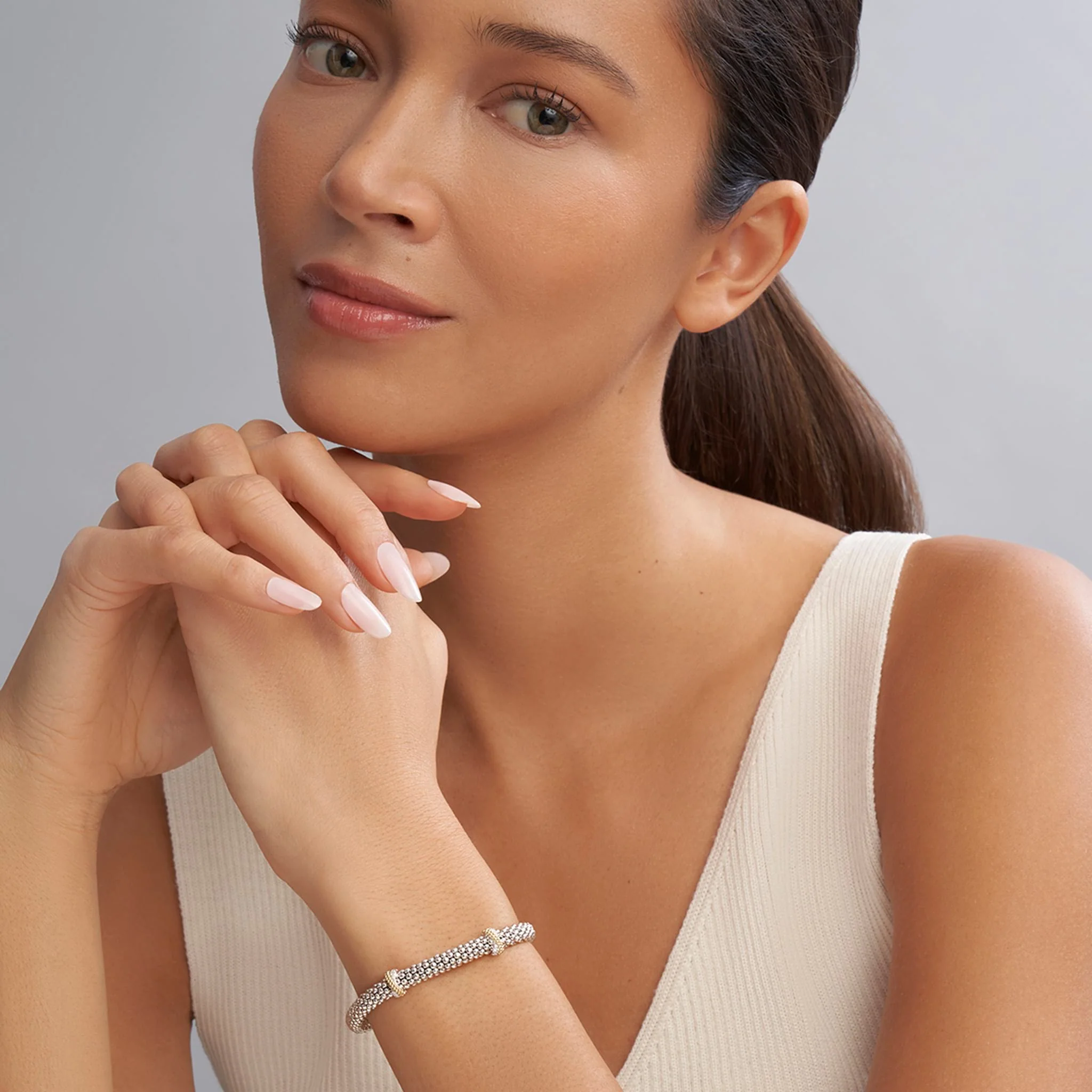 Caviar Lux Two- Tone Double X Caviar Diamond Bracelet | 6mm - Image 2