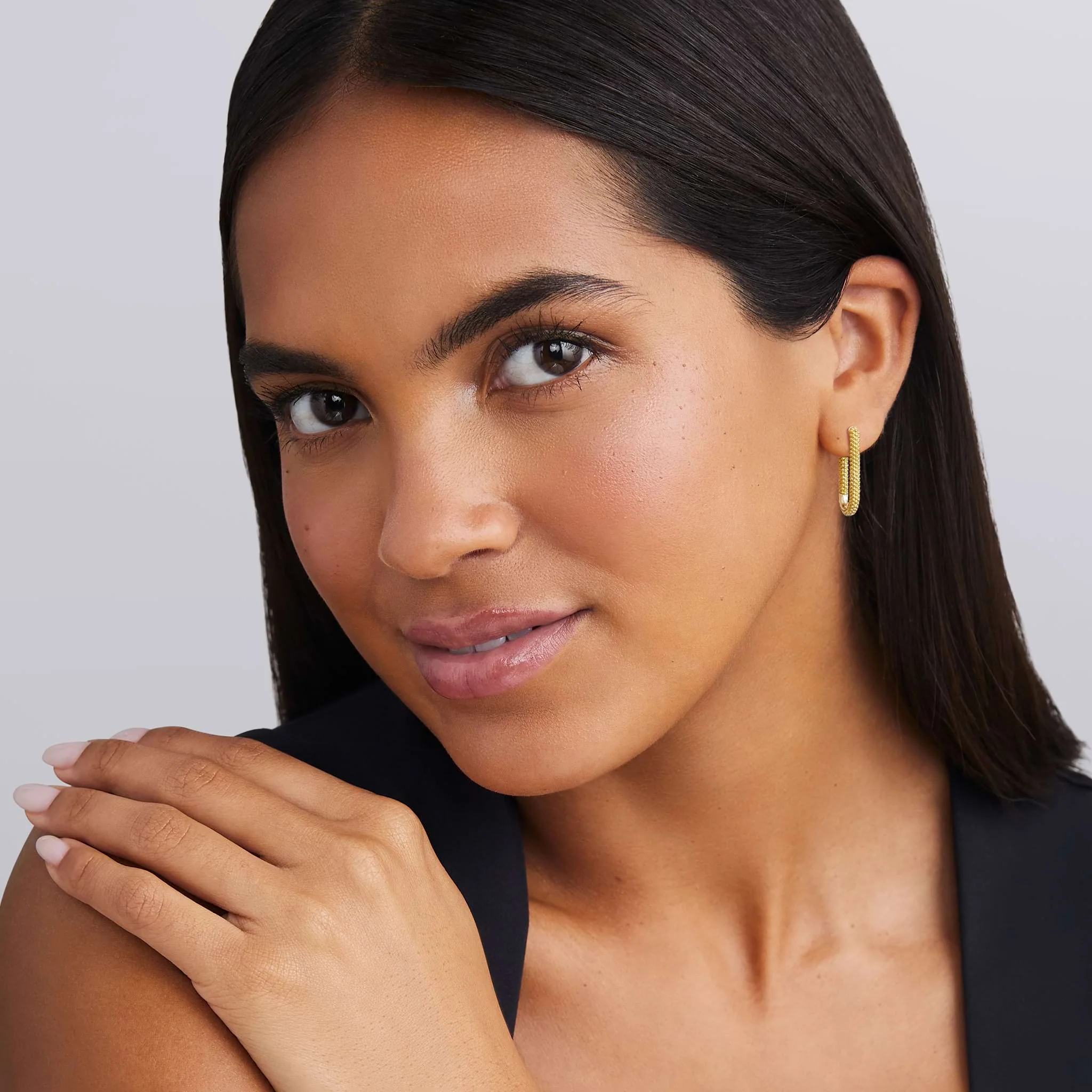 Caviar Lux Two-Tone Mini Caviar Hoop Earrings - Image 2