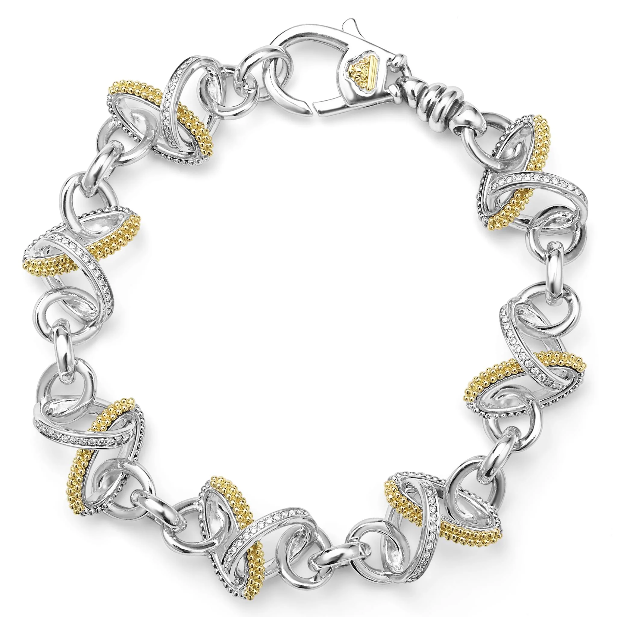 Caviar Lux Two-Tone Oval Link Diamond Bracelet