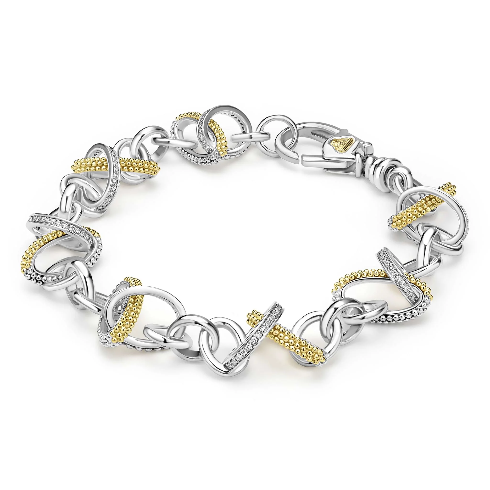 Caviar Lux Two-Tone Oval Link Diamond Bracelet - Image 3