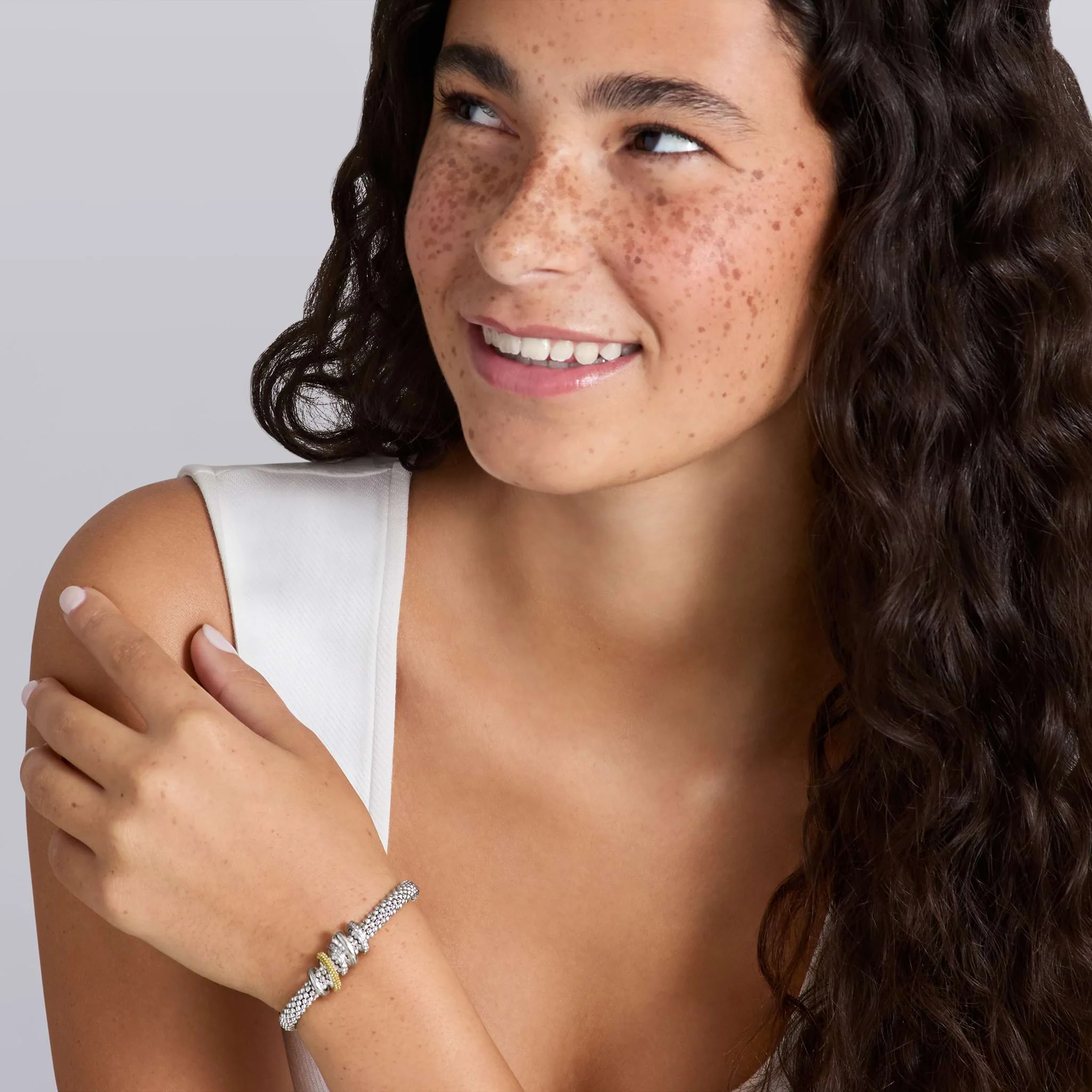 Caviar Lux Two-Tone Five Ring Diamond Caviar Bracelet | 6mm - Image 2