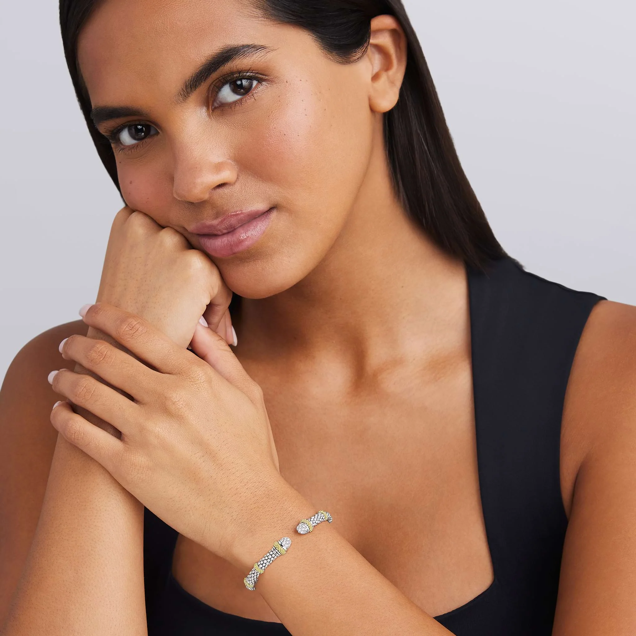 Caviar Lux Two-Tone Caviar Diamond Versa Torque Bracelet | 5mm - Image 2