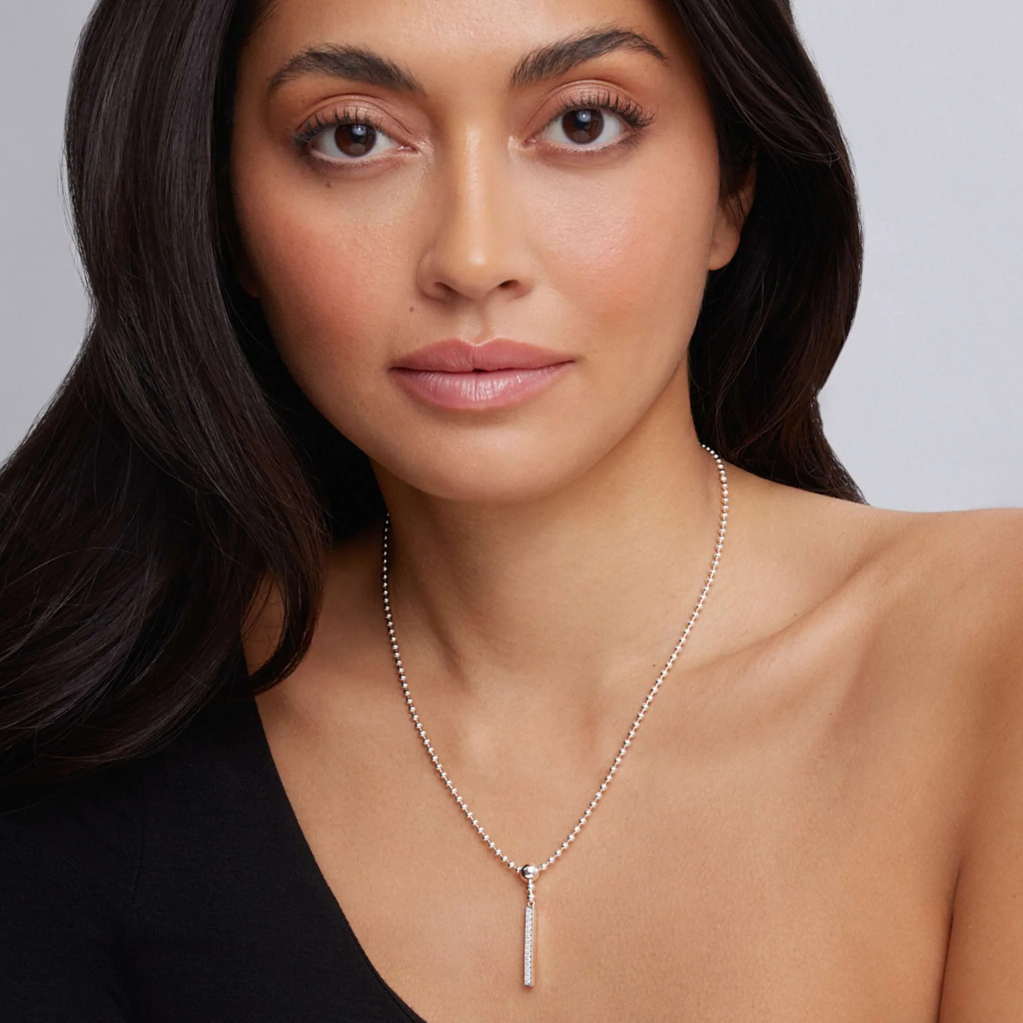 Caviar Spark Linear Diamond Pendant Necklace - Image 2