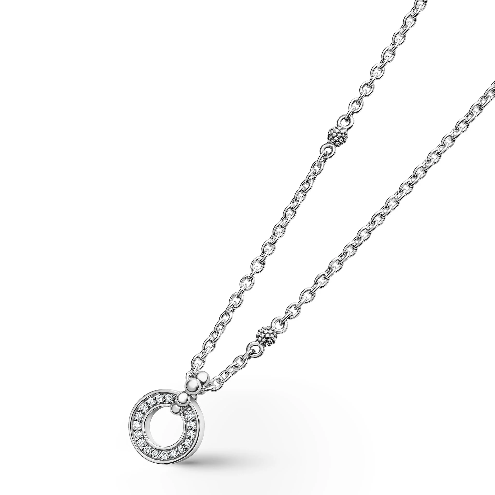 Caviar Spark Diamond Circle Pendant Necklace - Image 4