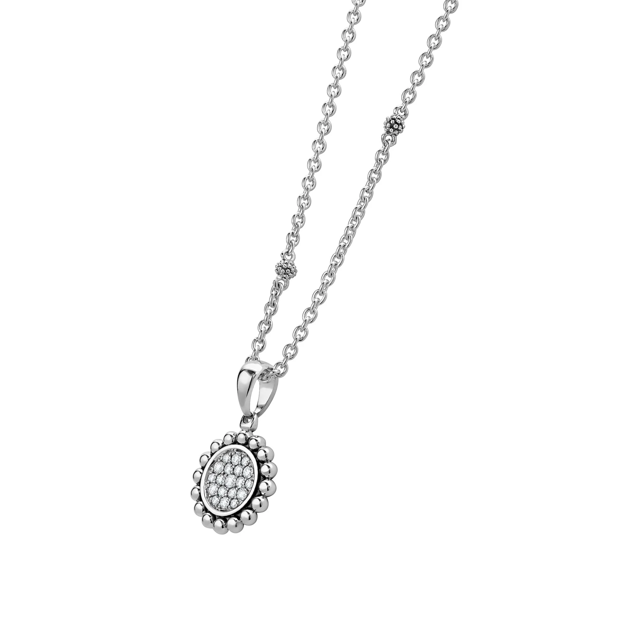 Caviar Spark Medium Sterling Silver Diamond Pendant Necklace - Image 6