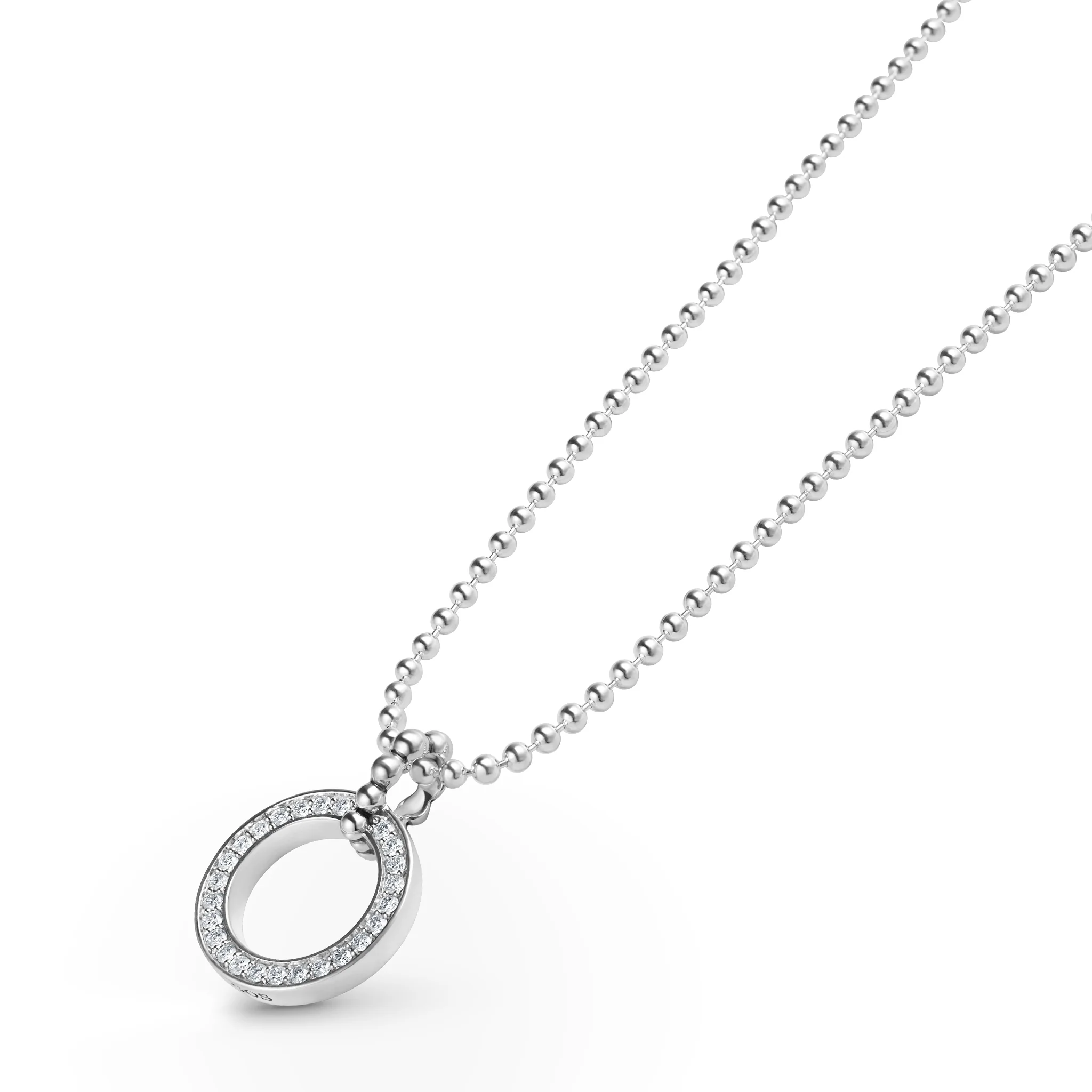 Caviar Spark Circle Diamond Pendant Necklace - Image 4