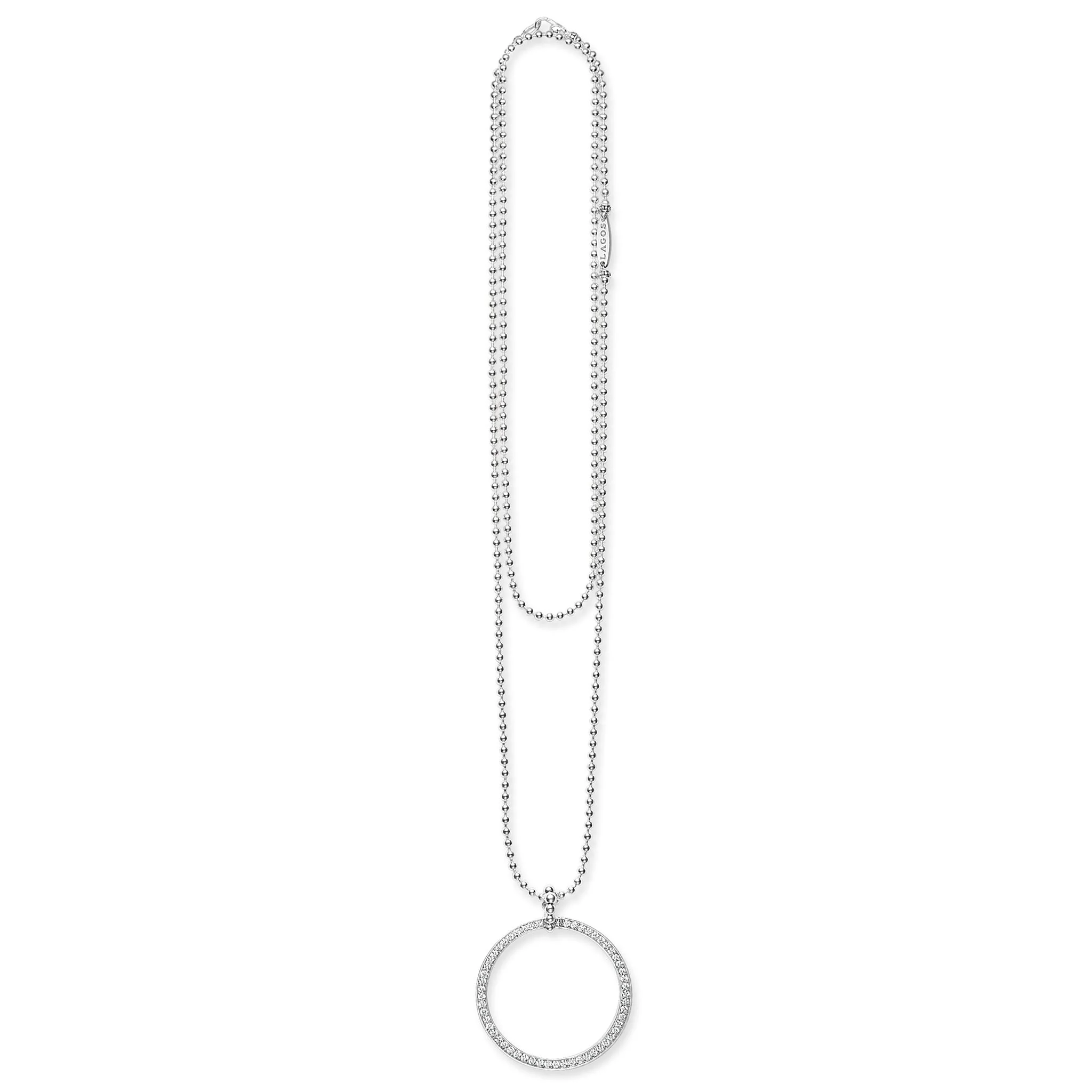 Caviar Spark Large Diamond Circle Pendant Necklace - Image 3
