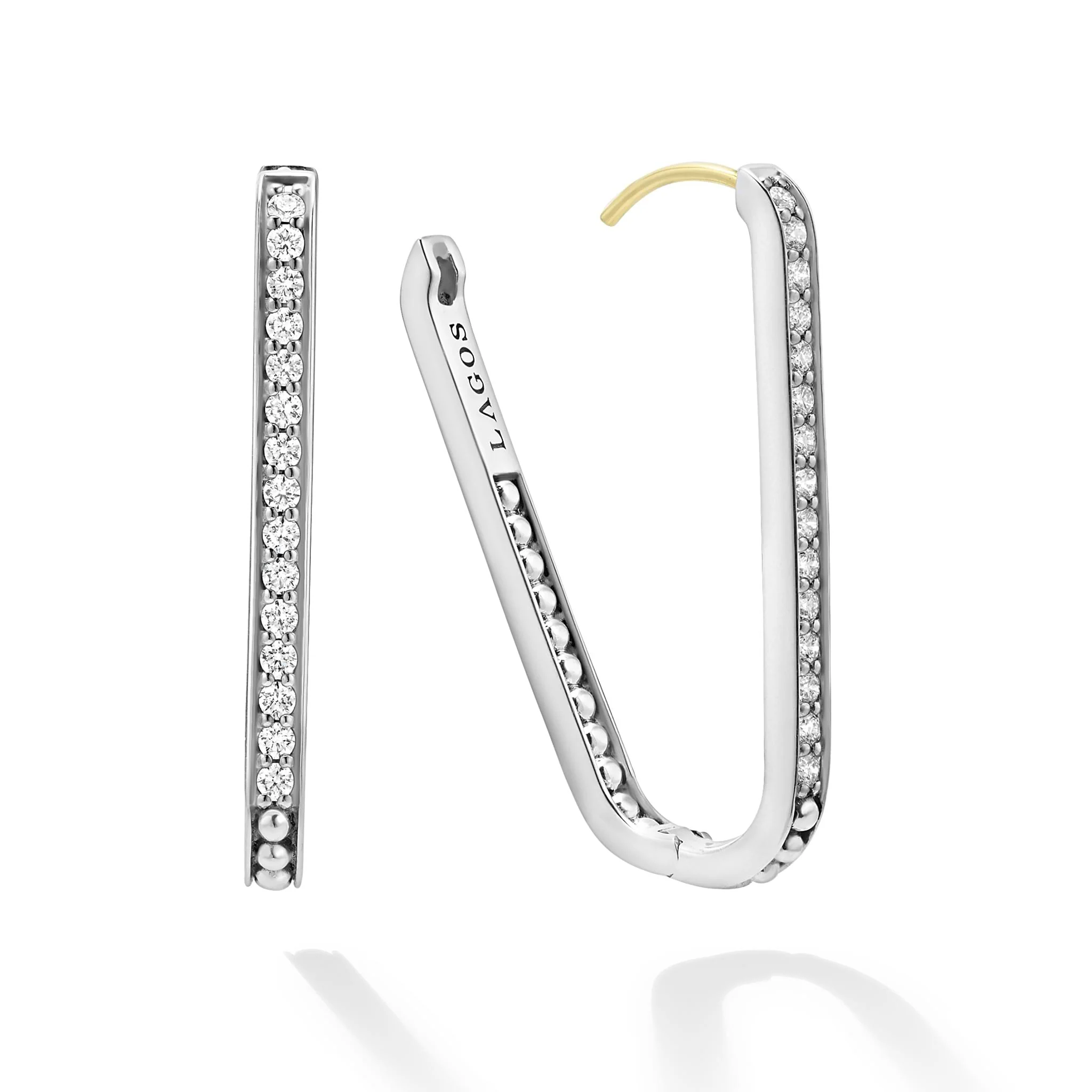 Caviar Spark Large Linear Diamond Hoop Earrings - Image 3