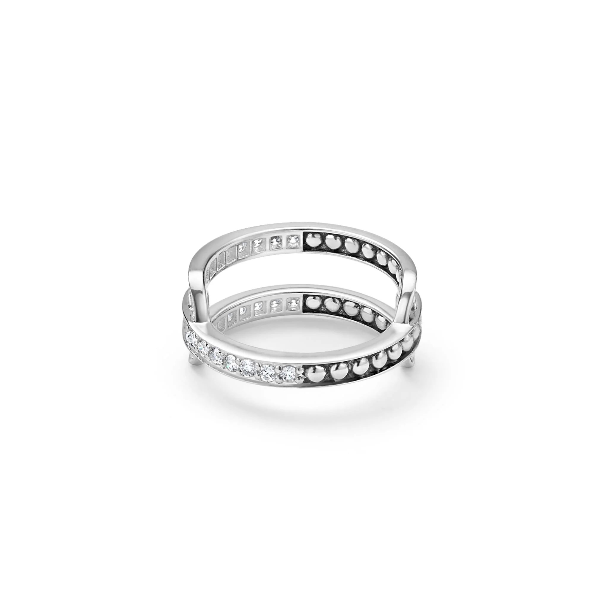 Caviar Spark Silver Caviar Linear Diamond Ring - Image 3