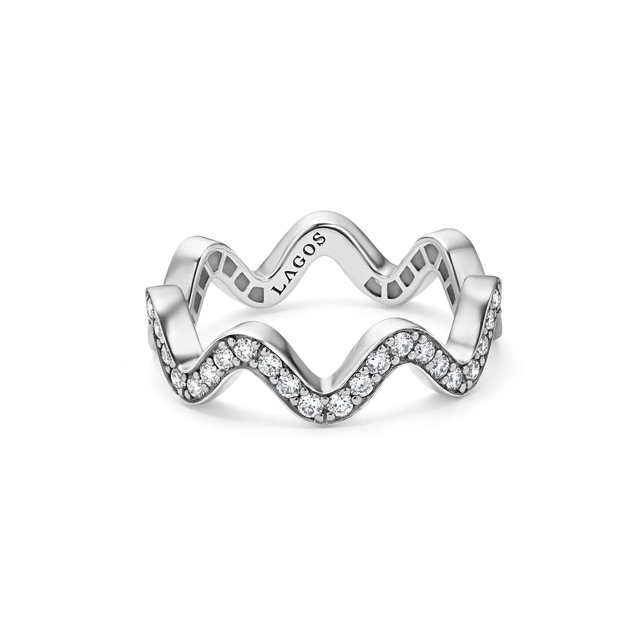 Caviar Spark Wave Diamond Eternity Band Ring - Image 3