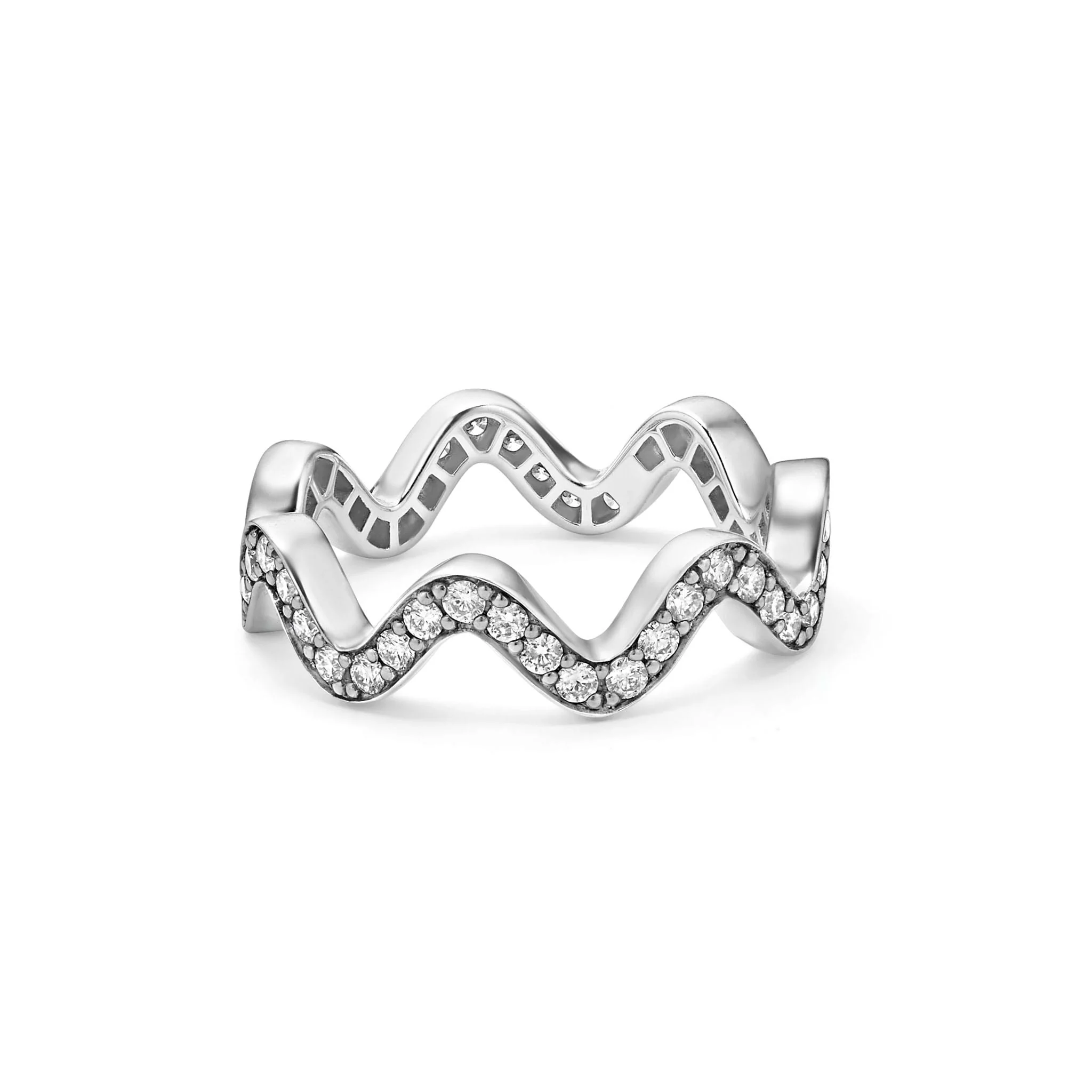 Caviar Spark Wave Diamond Eternity Band Ring - Image 4