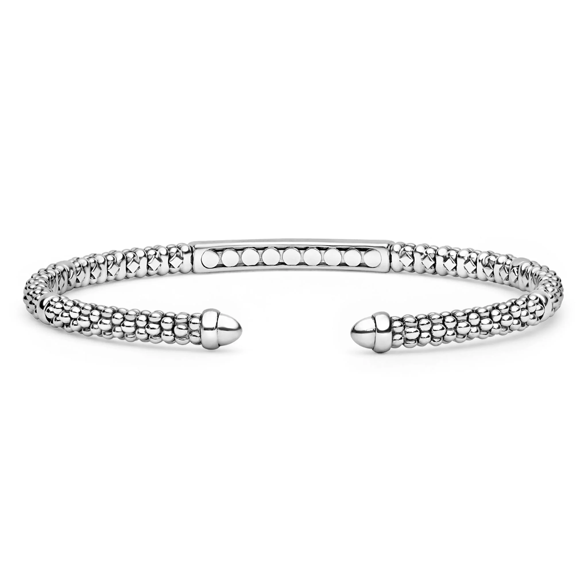 Caviar Spark Sterling Silver Diamond Station Mini Versa Torque Bracelet | 3mm - Image 2