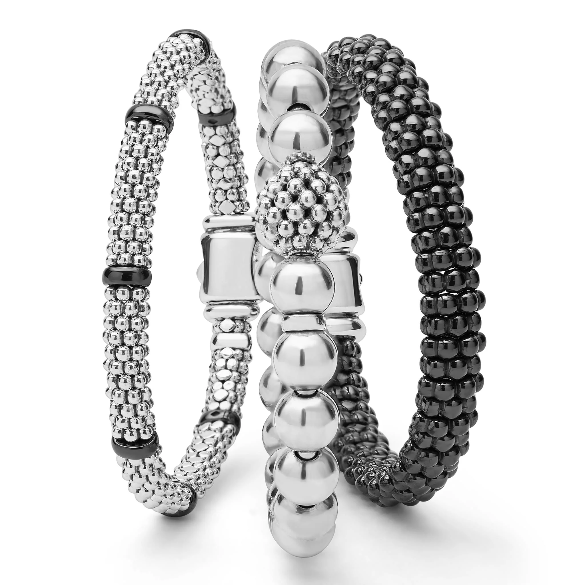 Black Caviar Black Ceramic and Sterling Silver Caviar Bracelet Gift Set