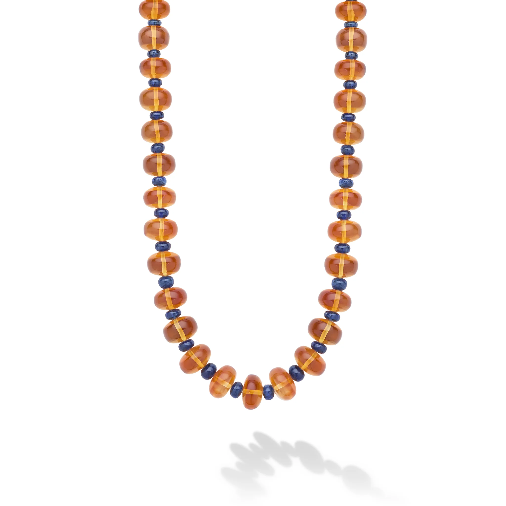 18K Gold Citrine & Sapphire Roundel Necklace